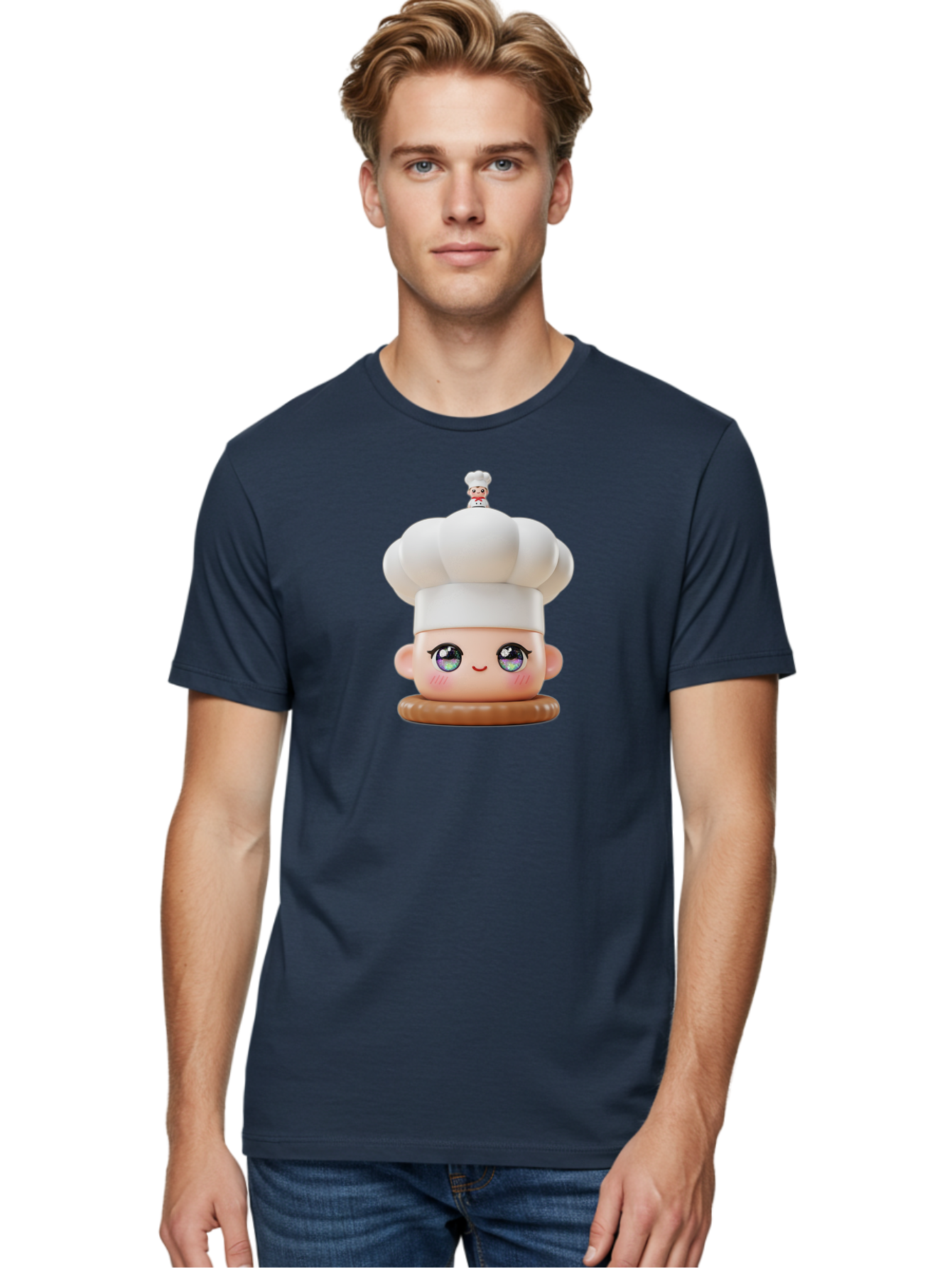 L-O-L-Surprise-Chef Men'S Graphic Tee, 100% Cotton, Comfortable Casual Summer Wear, Machine Washable, Kawaii Chef Figurine, Cute Chef Hat, Cartoon Character, Pastel Colors, Chef Toy, Adorable Face, Collector'S Item, Whimsical Design, Bad255