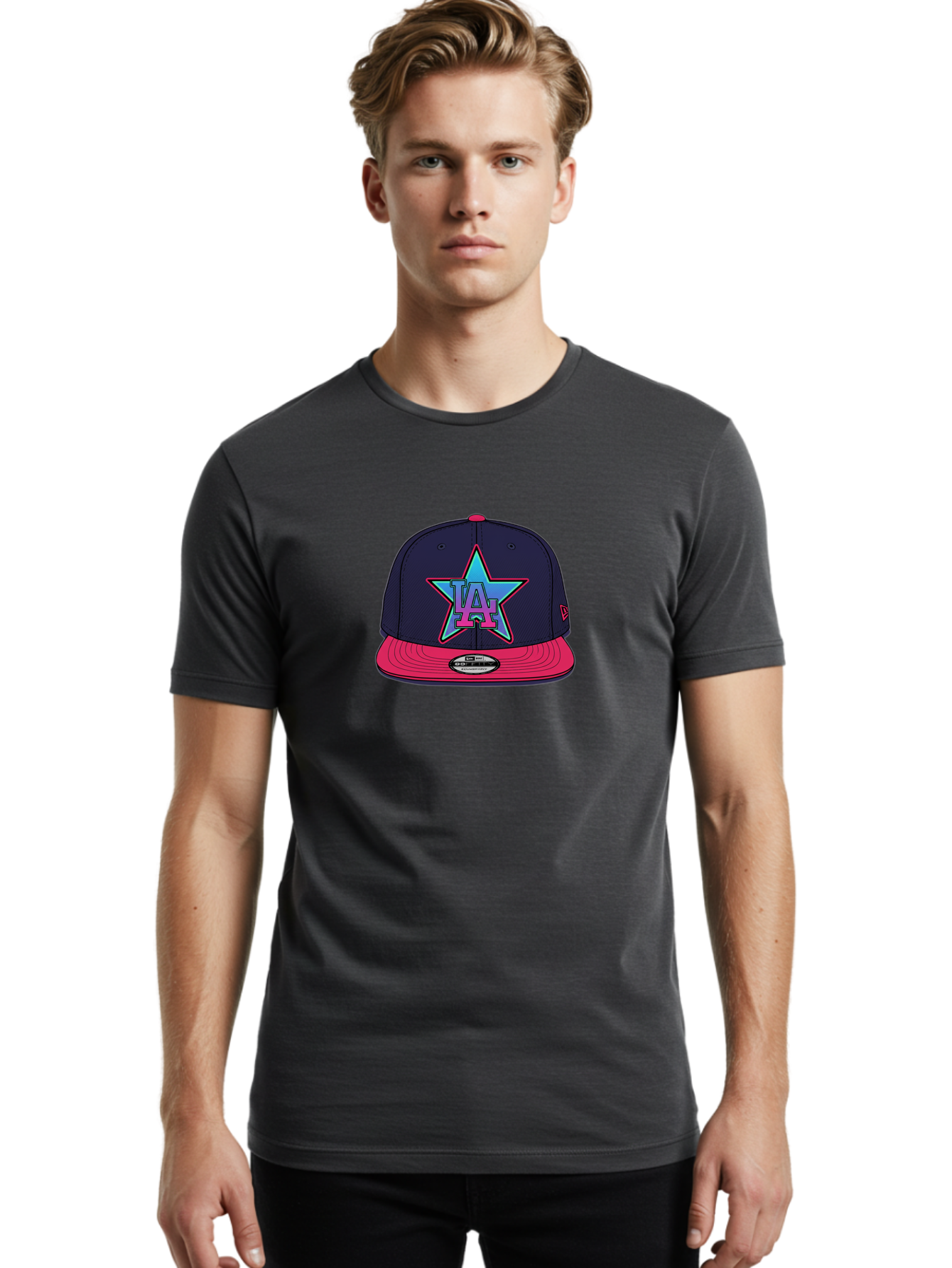 La-Star-Baseball-Cap Men'S Graphic Tee, 100% Cotton, Comfortable Casual Summer Wear, Machine Washable, La Star Logo, Baseball Cap, Snapback Hat, Streetwear Fashion, Urban Style, Vibrant Colors, Los Angeles, Trendy Accessories, Cap Design Bad256