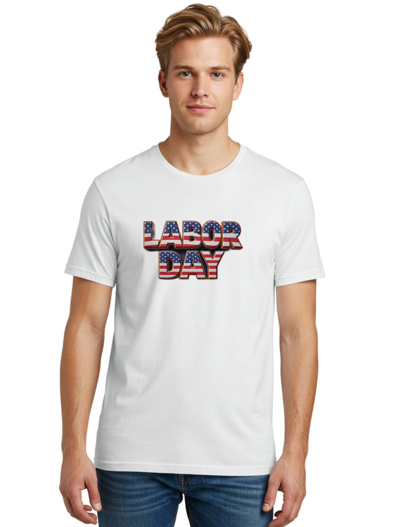 Labor-Day-1 Men'S Graphic Tee, 100% Cotton, Comfortable Casual Summer Wear, Machine Washable, Labor Day, Patriotic Theme, American Flag, Red White And Blue, Independence Day, 4Th Of July, Stars And Stripes, Usa, National Holiday, Celebration Bad257