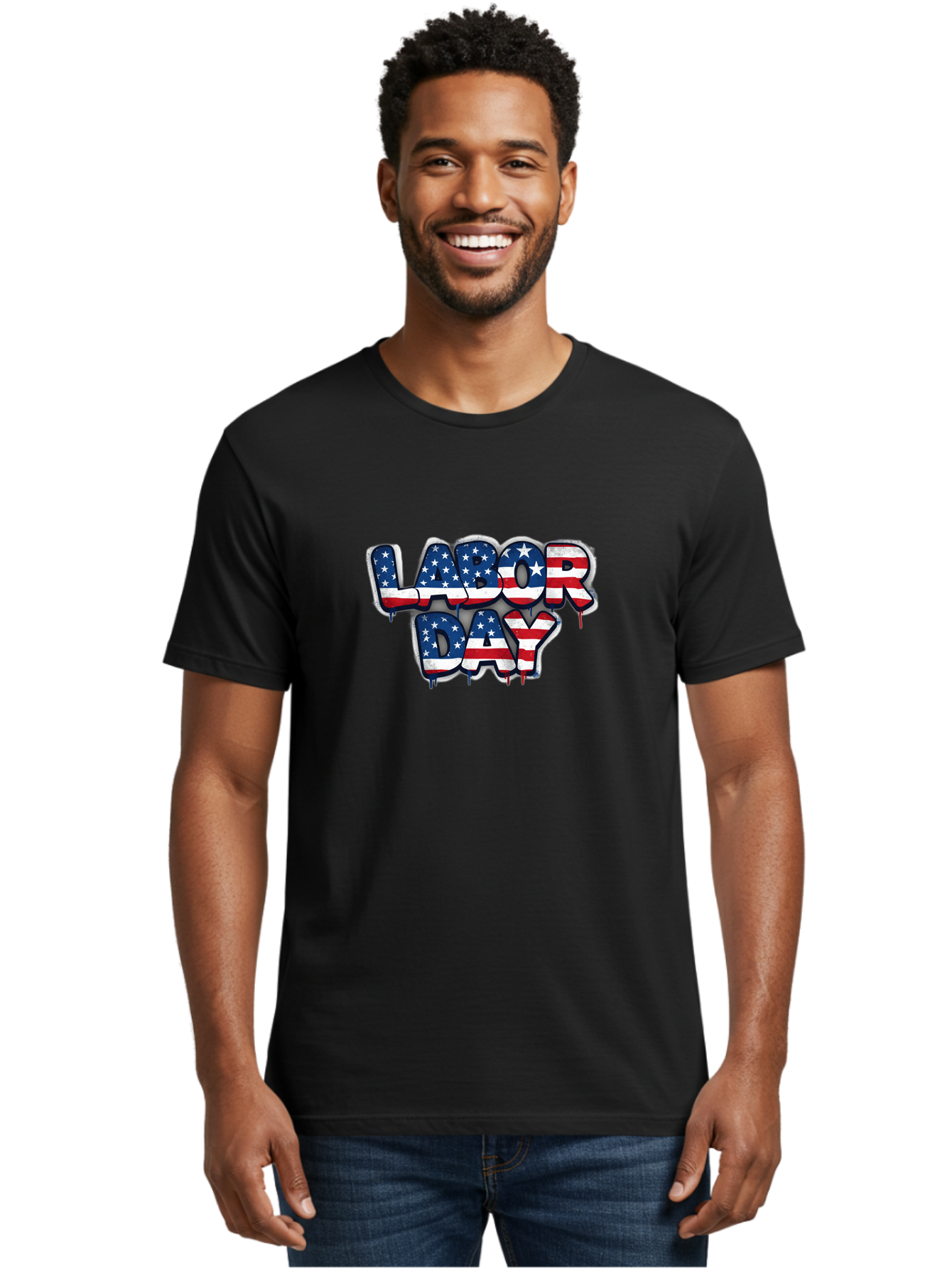 Labor-Day-2 Men'S Graphic Tee, 100% Cotton, Comfortable Casual Summer Wear, Machine Washable, Labor Day Celebration, American Flag, Patriotic Design, Graffiti Style, Red White Blue Colors, Stars And Stripes, Holiday Graphics, Bad258