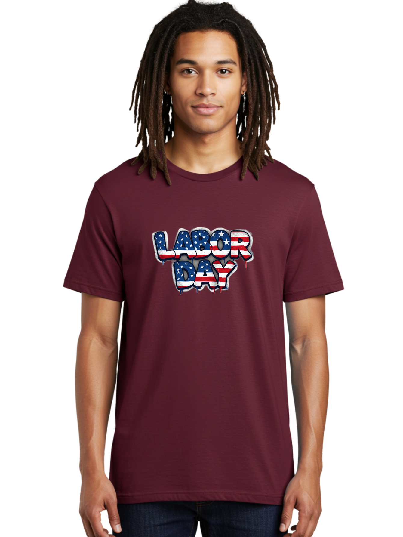 Labor-Day-2 Men'S Graphic Tee, 100% Cotton, Comfortable Casual Summer Wear, Machine Washable, Labor Day Celebration, American Flag, Patriotic Design, Graffiti Style, Red White Blue Colors, Stars And Stripes, Holiday Graphics, Bad258