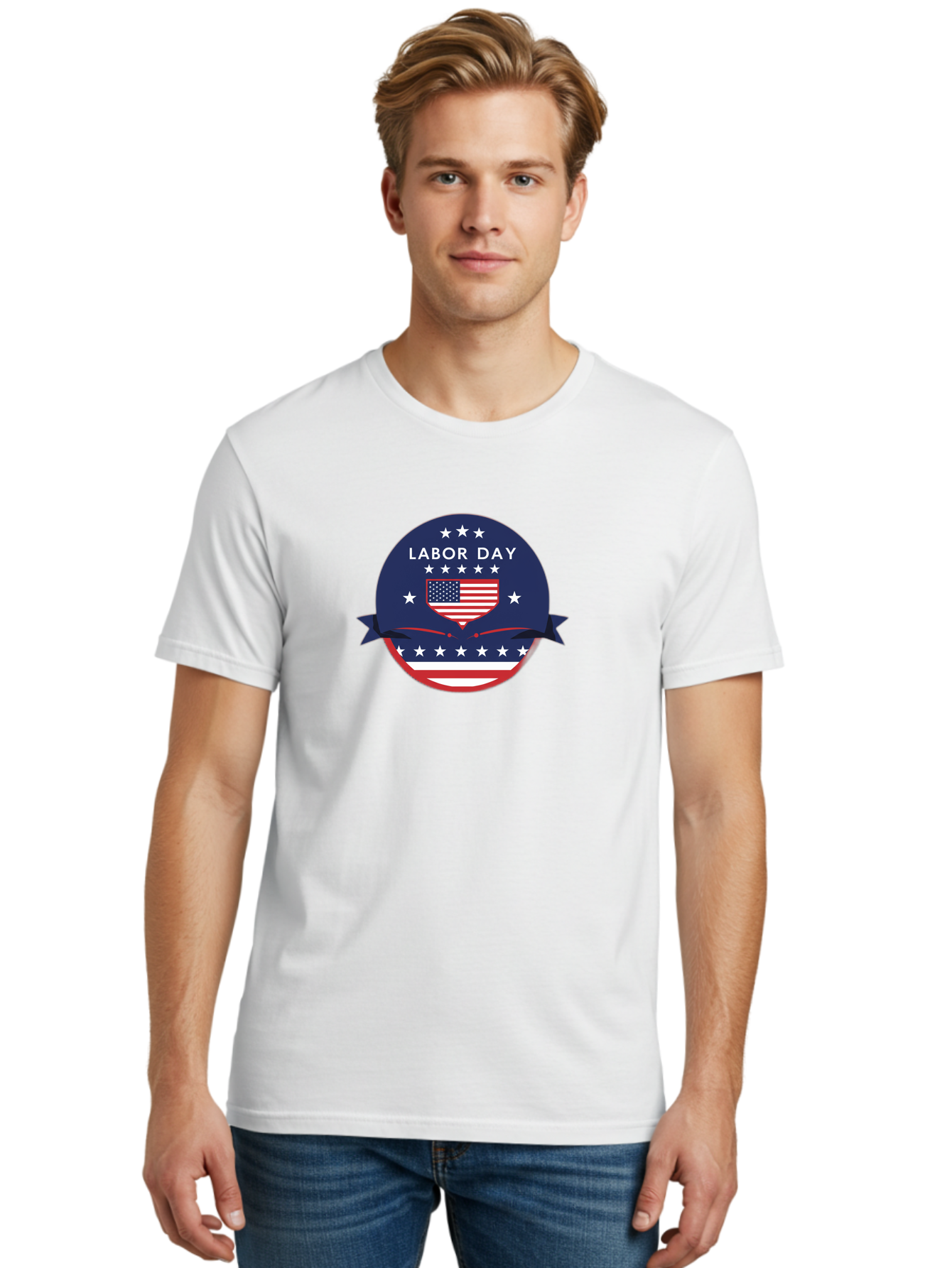 Labor-Day-3 Men'S Graphic Tee, 100% Cotton, Comfortable Casual Summer Wear, Machine Washable, Labor Day Graphic, American Flag, Patriotic Design, Usa Stars, Red White Blue Colors, Federal Holiday, Workers' Rights, Us Labor Movement Bad259