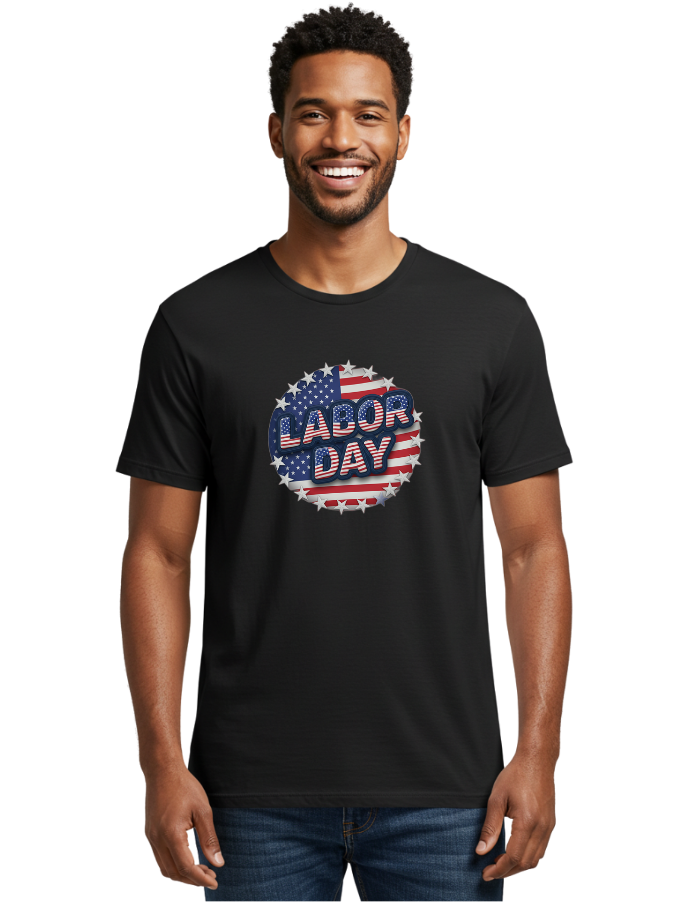 Labor-Day Men'S Graphic Tee, 100% Cotton, Comfortable Casual Summer Wear, Machine Washable, Labor Day, American Flag, Patriotic Theme, Red White And Blue, Independence Day, Usa, Stars And Stripes Bad263