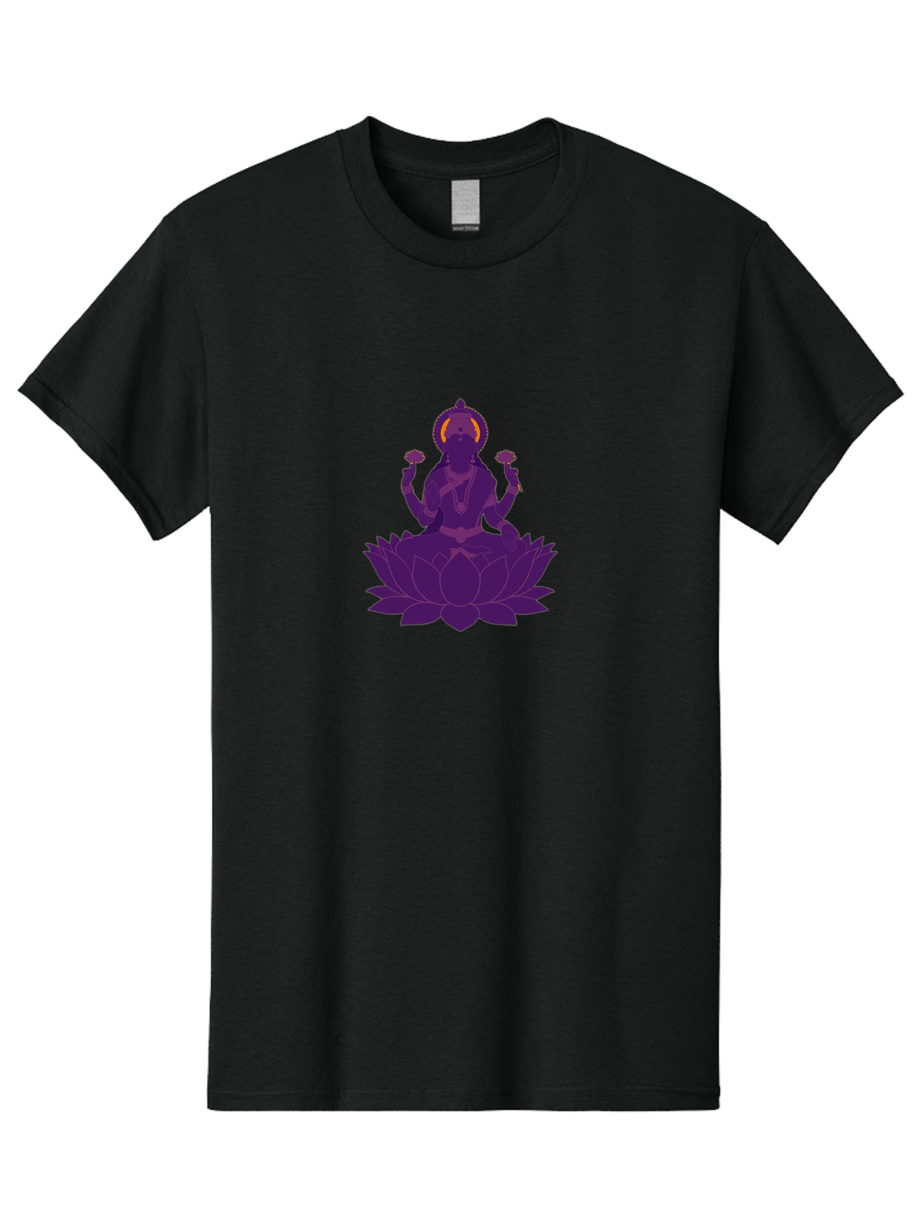 Lakshmi-2 Men'S Graphic Tee, 100% Cotton, Comfortable Casual Summer Wear, Machine Washable, Hindu Goddess, Lotus Flower, Multi-Armed Deity, Spiritual Symbolism, Sacred Geometry, Mystic Iconography, Purple Silhouette, Floral Motifs, Bad266