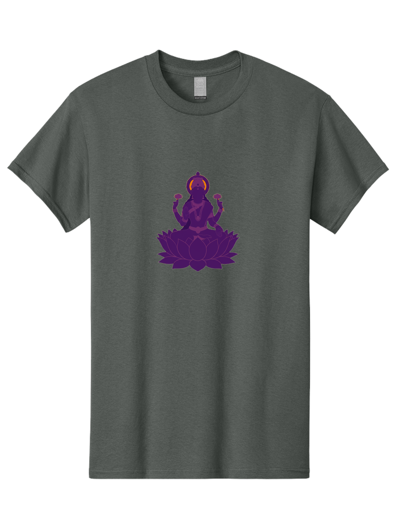 Lakshmi-2 Men'S Graphic Tee, 100% Cotton, Comfortable Casual Summer Wear, Machine Washable, Hindu Goddess, Lotus Flower, Multi-Armed Deity, Spiritual Symbolism, Sacred Geometry, Mystic Iconography, Purple Silhouette, Floral Motifs, Bad266