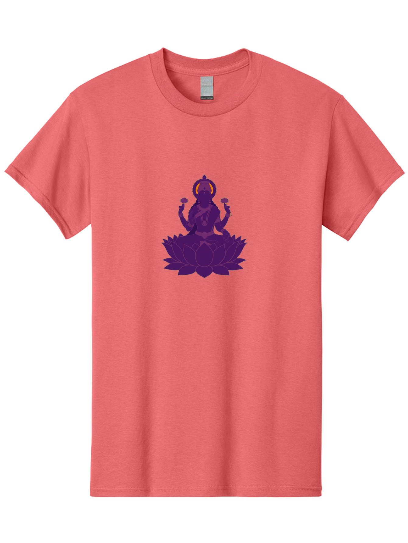 Lakshmi-2 Men'S Graphic Tee, 100% Cotton, Comfortable Casual Summer Wear, Machine Washable, Hindu Goddess, Lotus Flower, Multi-Armed Deity, Spiritual Symbolism, Sacred Geometry, Mystic Iconography, Purple Silhouette, Floral Motifs, Bad266
