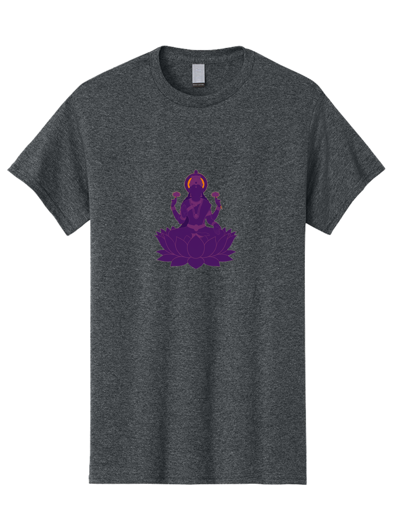 Lakshmi-2 Men'S Graphic Tee, 100% Cotton, Comfortable Casual Summer Wear, Machine Washable, Hindu Goddess, Lotus Flower, Multi-Armed Deity, Spiritual Symbolism, Sacred Geometry, Mystic Iconography, Purple Silhouette, Floral Motifs, Bad266