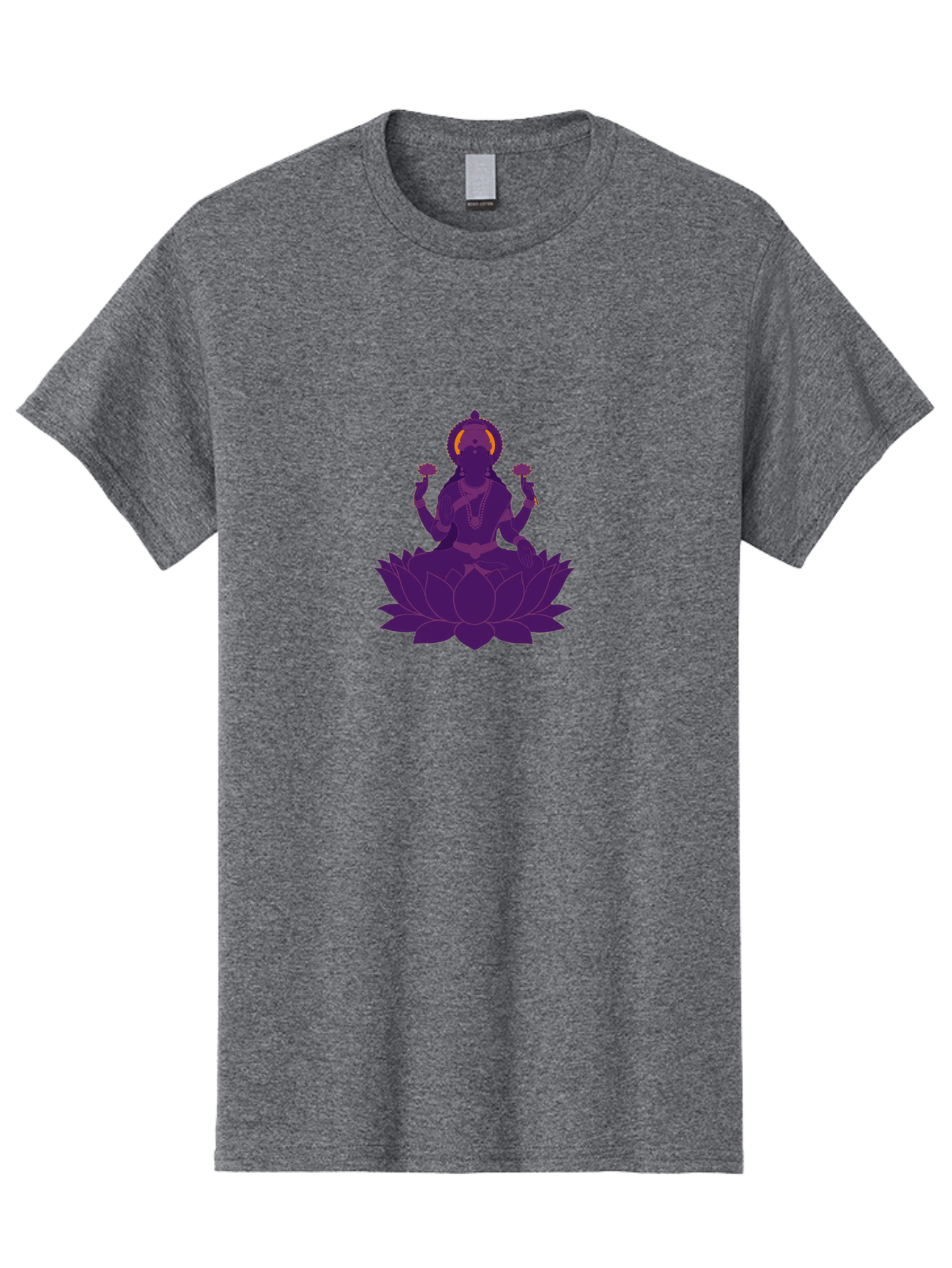 Lakshmi-2 Men'S Graphic Tee, 100% Cotton, Comfortable Casual Summer Wear, Machine Washable, Hindu Goddess, Lotus Flower, Multi-Armed Deity, Spiritual Symbolism, Sacred Geometry, Mystic Iconography, Purple Silhouette, Floral Motifs, Bad266
