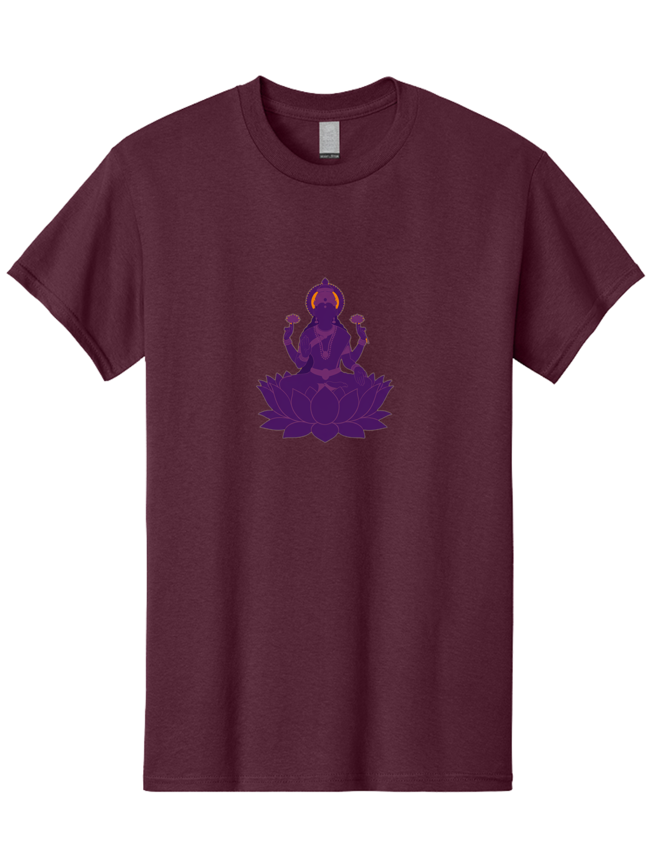 Lakshmi-2 Men'S Graphic Tee, 100% Cotton, Comfortable Casual Summer Wear, Machine Washable, Hindu Goddess, Lotus Flower, Multi-Armed Deity, Spiritual Symbolism, Sacred Geometry, Mystic Iconography, Purple Silhouette, Floral Motifs, Bad266
