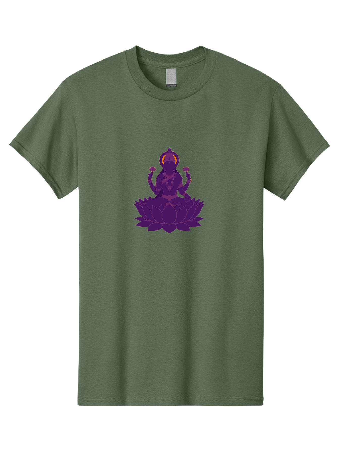 Lakshmi-2 Men'S Graphic Tee, 100% Cotton, Comfortable Casual Summer Wear, Machine Washable, Hindu Goddess, Lotus Flower, Multi-Armed Deity, Spiritual Symbolism, Sacred Geometry, Mystic Iconography, Purple Silhouette, Floral Motifs, Bad266