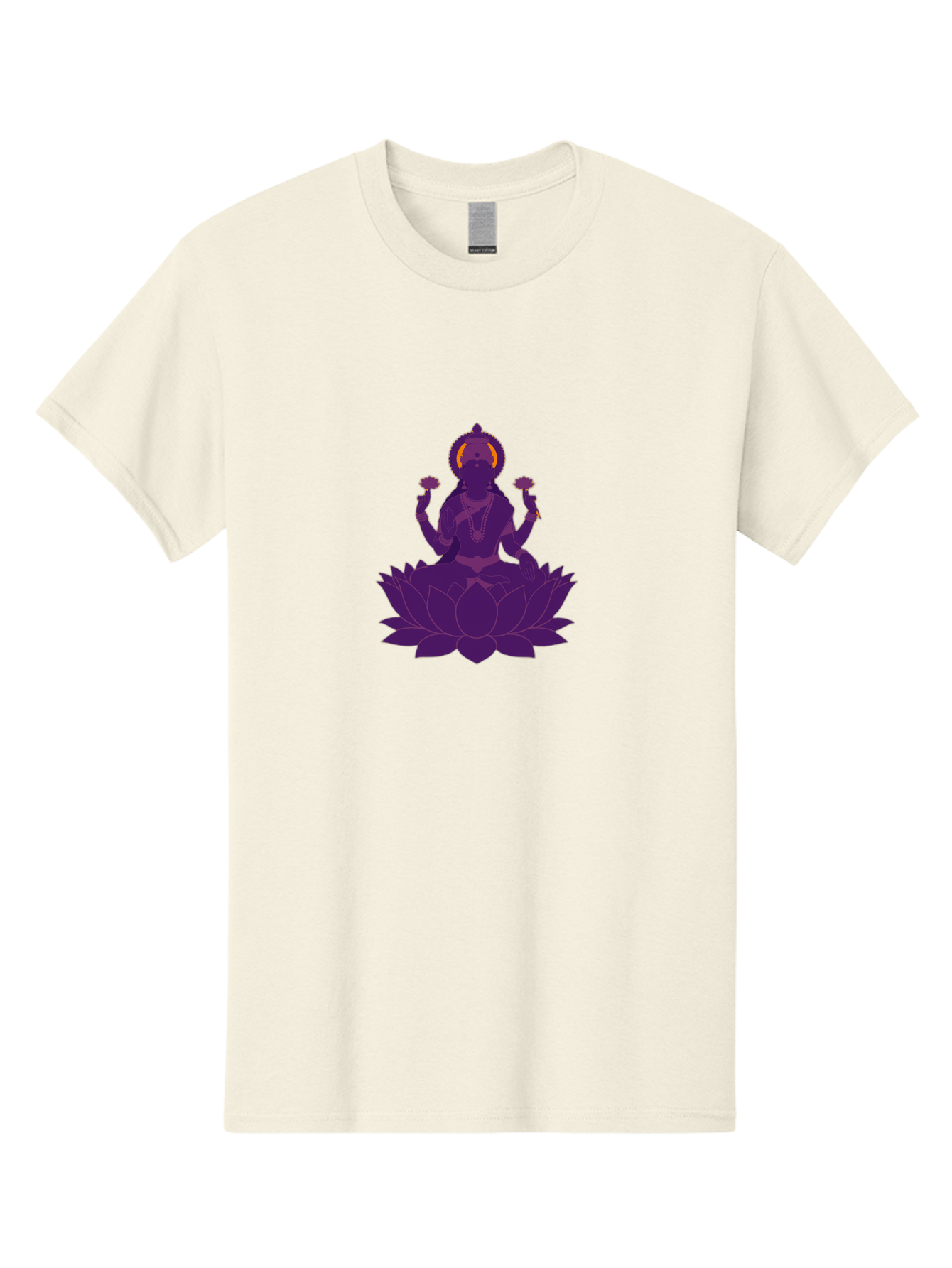 Lakshmi-2 Men'S Graphic Tee, 100% Cotton, Comfortable Casual Summer Wear, Machine Washable, Hindu Goddess, Lotus Flower, Multi-Armed Deity, Spiritual Symbolism, Sacred Geometry, Mystic Iconography, Purple Silhouette, Floral Motifs, Bad266