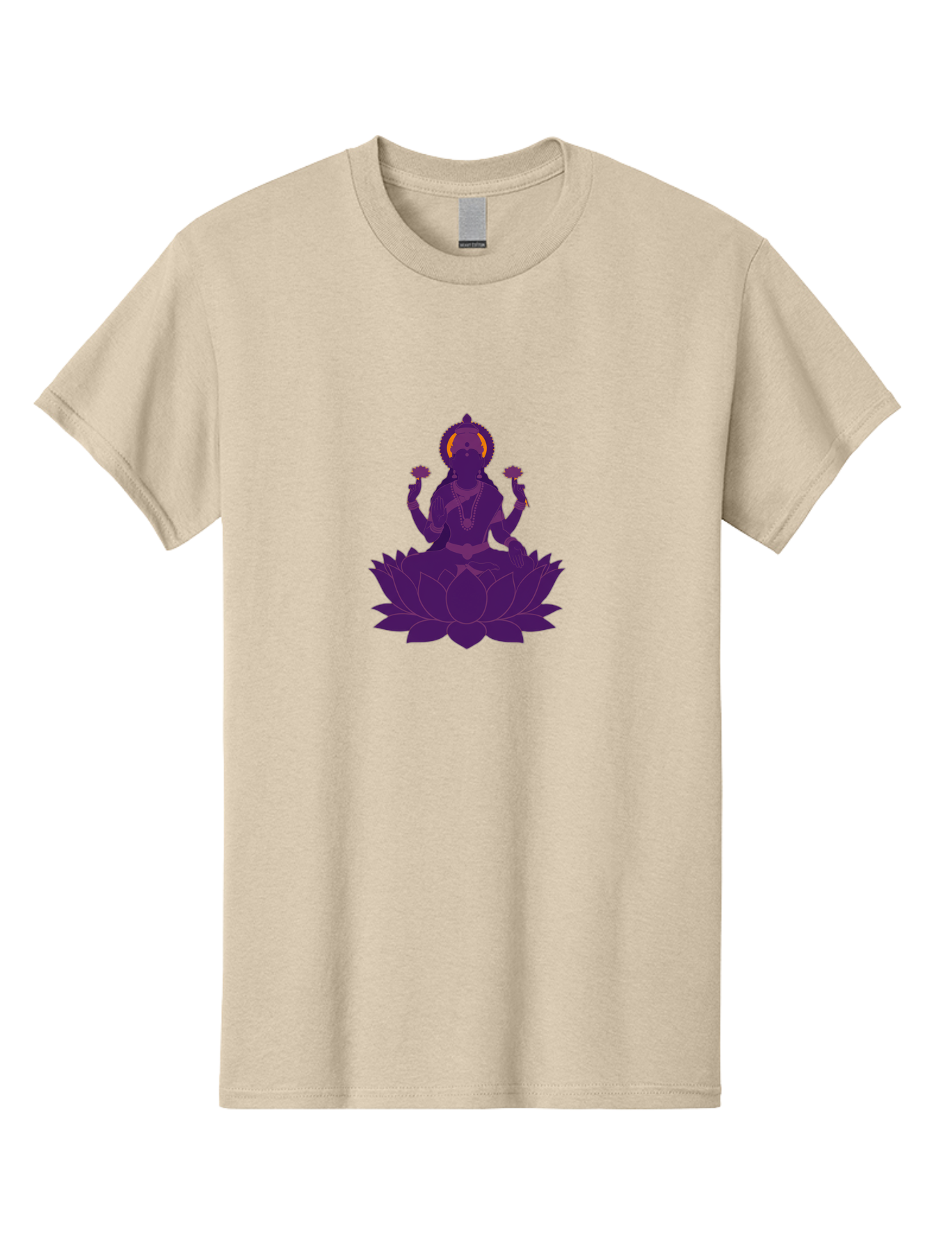 Lakshmi-2 Men'S Graphic Tee, 100% Cotton, Comfortable Casual Summer Wear, Machine Washable, Hindu Goddess, Lotus Flower, Multi-Armed Deity, Spiritual Symbolism, Sacred Geometry, Mystic Iconography, Purple Silhouette, Floral Motifs, Bad266