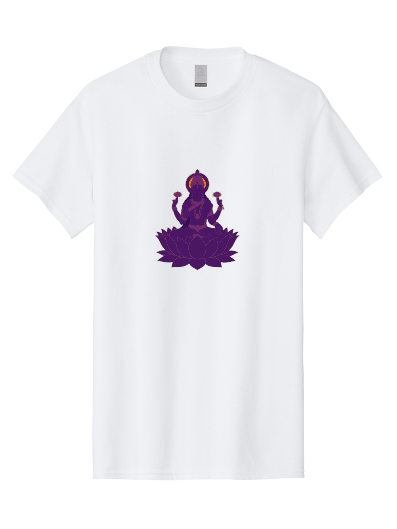 Lakshmi-2 Men'S Graphic Tee, 100% Cotton, Comfortable Casual Summer Wear, Machine Washable, Hindu Goddess, Lotus Flower, Multi-Armed Deity, Spiritual Symbolism, Sacred Geometry, Mystic Iconography, Purple Silhouette, Floral Motifs, Bad266