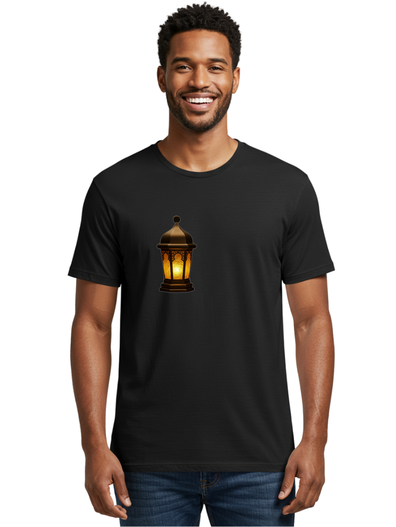 Lantern Men'S Graphic Tee, 100% Cotton, Comfortable Casual Summer Wear, Machine Washable, Ornate Lantern, Glowing Light, Decorative Lamp, Traditional Lighting, Vintage Ambiance, Cultural Heritage, Warm Glow, Islamic Art, Intricate Patterns Bad274