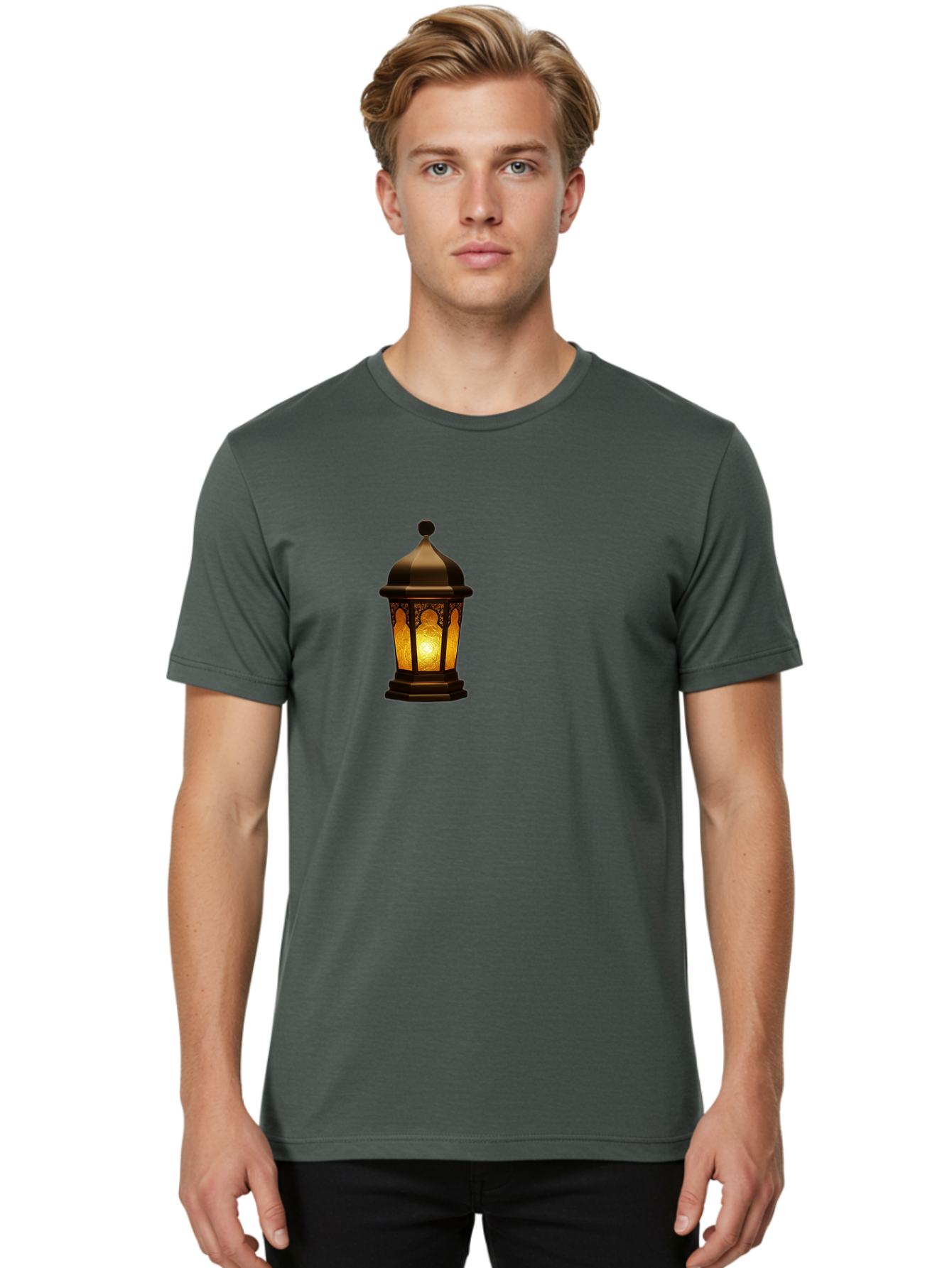 Lantern Men'S Graphic Tee, 100% Cotton, Comfortable Casual Summer Wear, Machine Washable, Ornate Lantern, Glowing Light, Decorative Lamp, Traditional Lighting, Vintage Ambiance, Cultural Heritage, Warm Glow, Islamic Art, Intricate Patterns Bad274