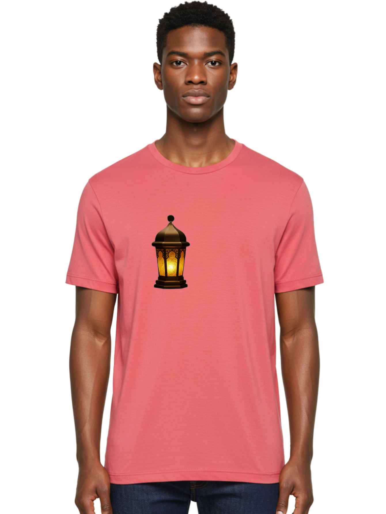Lantern Men'S Graphic Tee, 100% Cotton, Comfortable Casual Summer Wear, Machine Washable, Ornate Lantern, Glowing Light, Decorative Lamp, Traditional Lighting, Vintage Ambiance, Cultural Heritage, Warm Glow, Islamic Art, Intricate Patterns Bad274