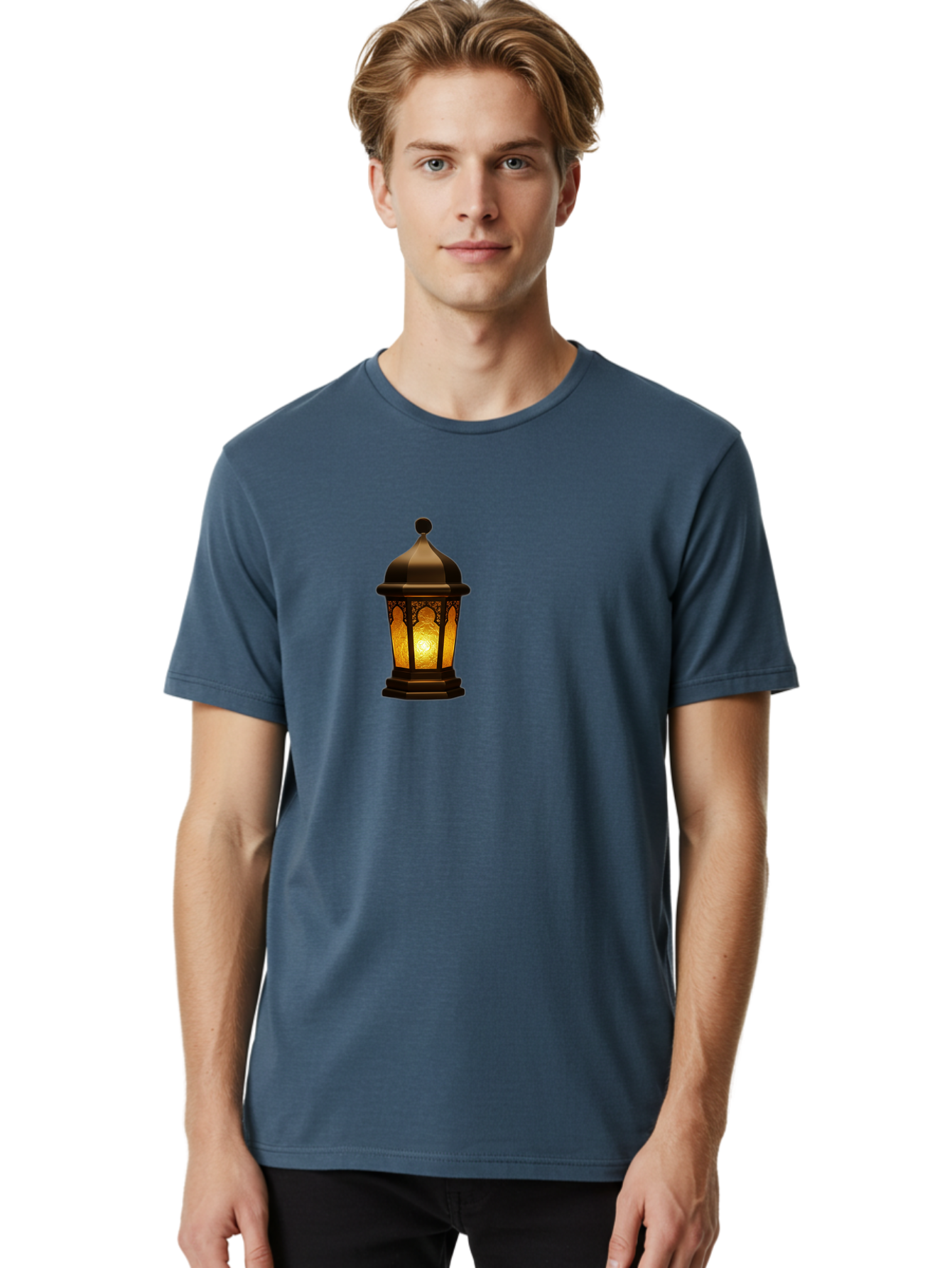 Lantern Men'S Graphic Tee, 100% Cotton, Comfortable Casual Summer Wear, Machine Washable, Ornate Lantern, Glowing Light, Decorative Lamp, Traditional Lighting, Vintage Ambiance, Cultural Heritage, Warm Glow, Islamic Art, Intricate Patterns Bad274