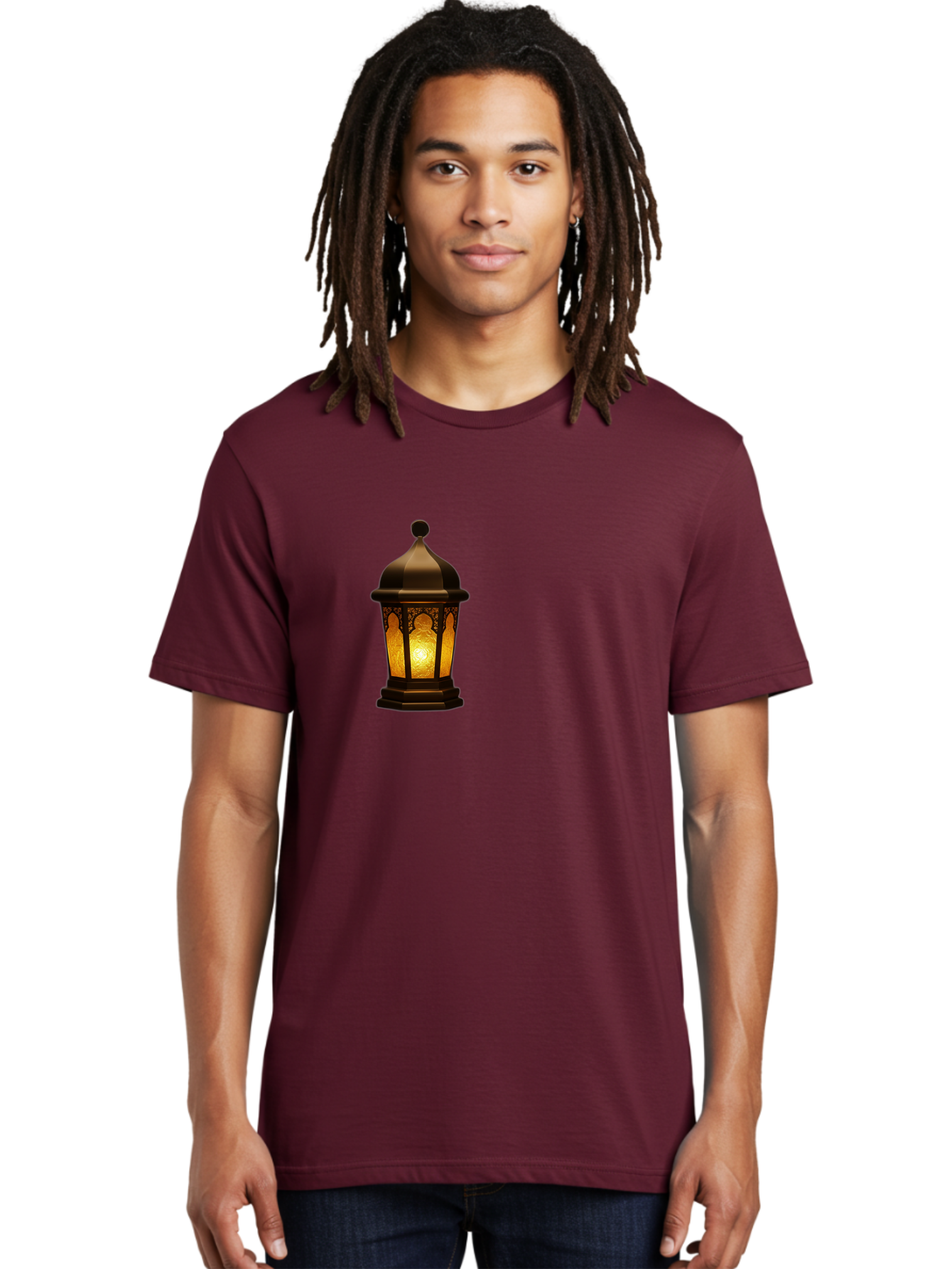 Lantern Men'S Graphic Tee, 100% Cotton, Comfortable Casual Summer Wear, Machine Washable, Ornate Lantern, Glowing Light, Decorative Lamp, Traditional Lighting, Vintage Ambiance, Cultural Heritage, Warm Glow, Islamic Art, Intricate Patterns Bad274