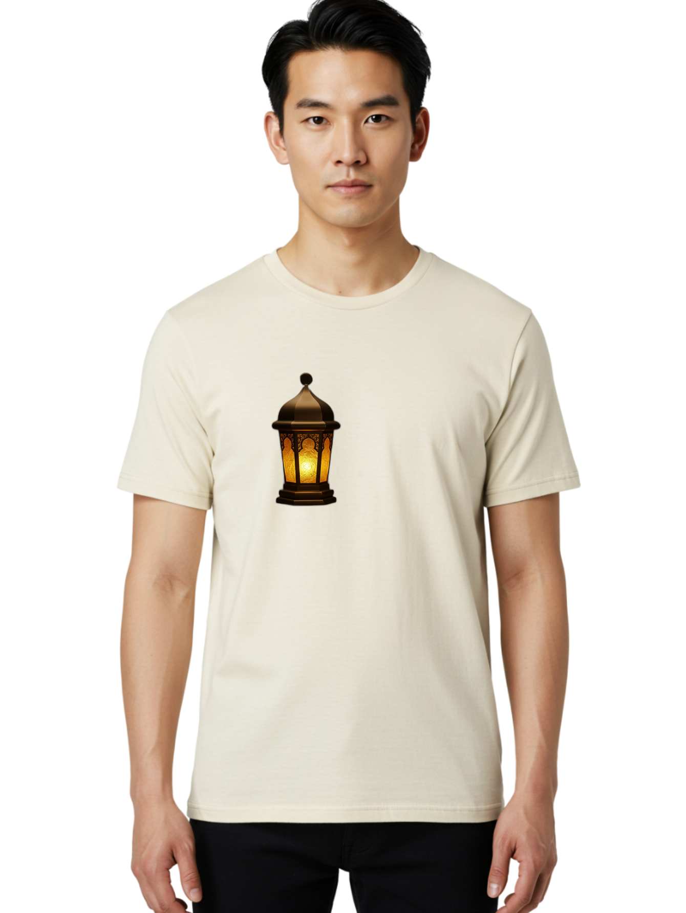 Lantern Men'S Graphic Tee, 100% Cotton, Comfortable Casual Summer Wear, Machine Washable, Ornate Lantern, Glowing Light, Decorative Lamp, Traditional Lighting, Vintage Ambiance, Cultural Heritage, Warm Glow, Islamic Art, Intricate Patterns Bad274