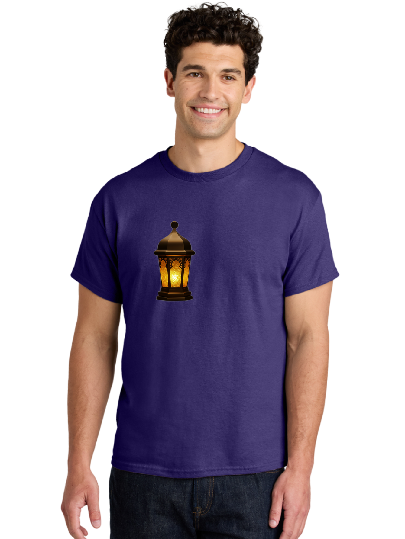 Lantern Men'S Graphic Tee, 100% Cotton, Comfortable Casual Summer Wear, Machine Washable, Ornate Lantern, Glowing Light, Decorative Lamp, Traditional Lighting, Vintage Ambiance, Cultural Heritage, Warm Glow, Islamic Art, Intricate Patterns Bad274