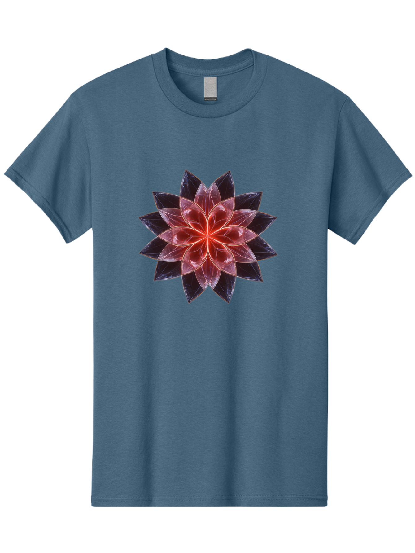 Lotus-Flower Men'S Graphic Tee, 100% Cotton, Comfortable Casual Summer Wear, Machine Washable, Lotus Flower, Geometric Pattern, Symmetrical Design, Floral Motif, Abstract Art, Vibrant Colors, Sacred Geometry, Mandala, Spiritual Symbol, Bad281