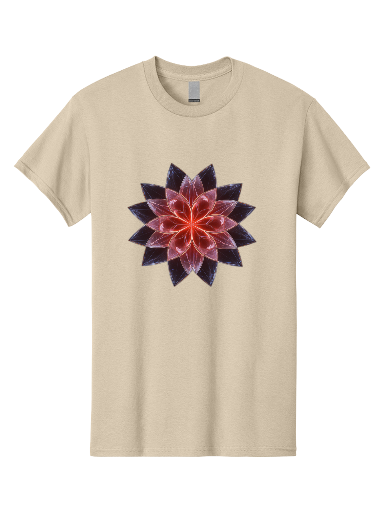 Lotus-Flower Men'S Graphic Tee, 100% Cotton, Comfortable Casual Summer Wear, Machine Washable, Lotus Flower, Geometric Pattern, Symmetrical Design, Floral Motif, Abstract Art, Vibrant Colors, Sacred Geometry, Mandala, Spiritual Symbol, Bad281