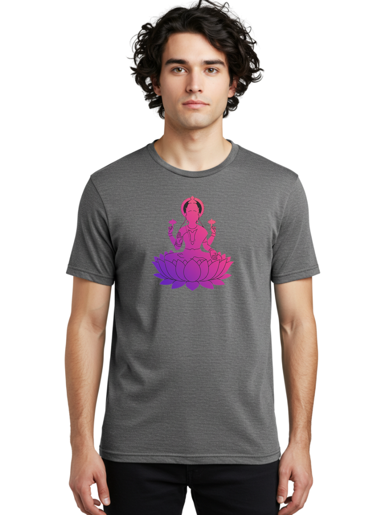 Lotus-Goddess Men'S Graphic Tee, 100% Cotton, Comfortable Casual Summer Wear, Machine Washable, Lotus Flower, Goddess, Meditation, Spirituality, Peace, Serenity, Yoga, Zen, Mindfulness, Sacred Geometry, Lotus Position, Spiritual Awakening Bad282