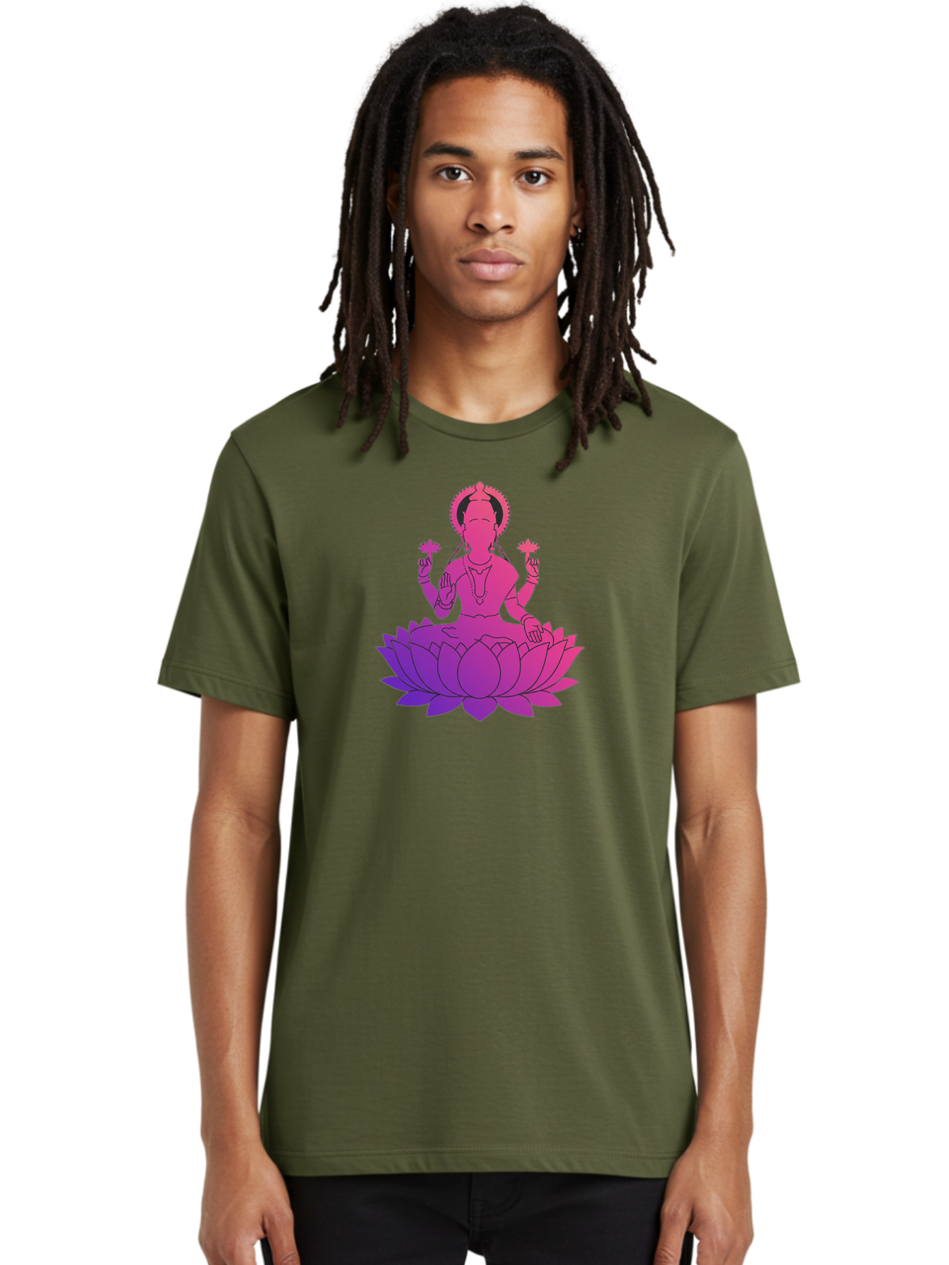 Lotus-Goddess Men'S Graphic Tee, 100% Cotton, Comfortable Casual Summer Wear, Machine Washable, Lotus Flower, Goddess, Meditation, Spirituality, Peace, Serenity, Yoga, Zen, Mindfulness, Sacred Geometry, Lotus Position, Spiritual Awakening Bad282