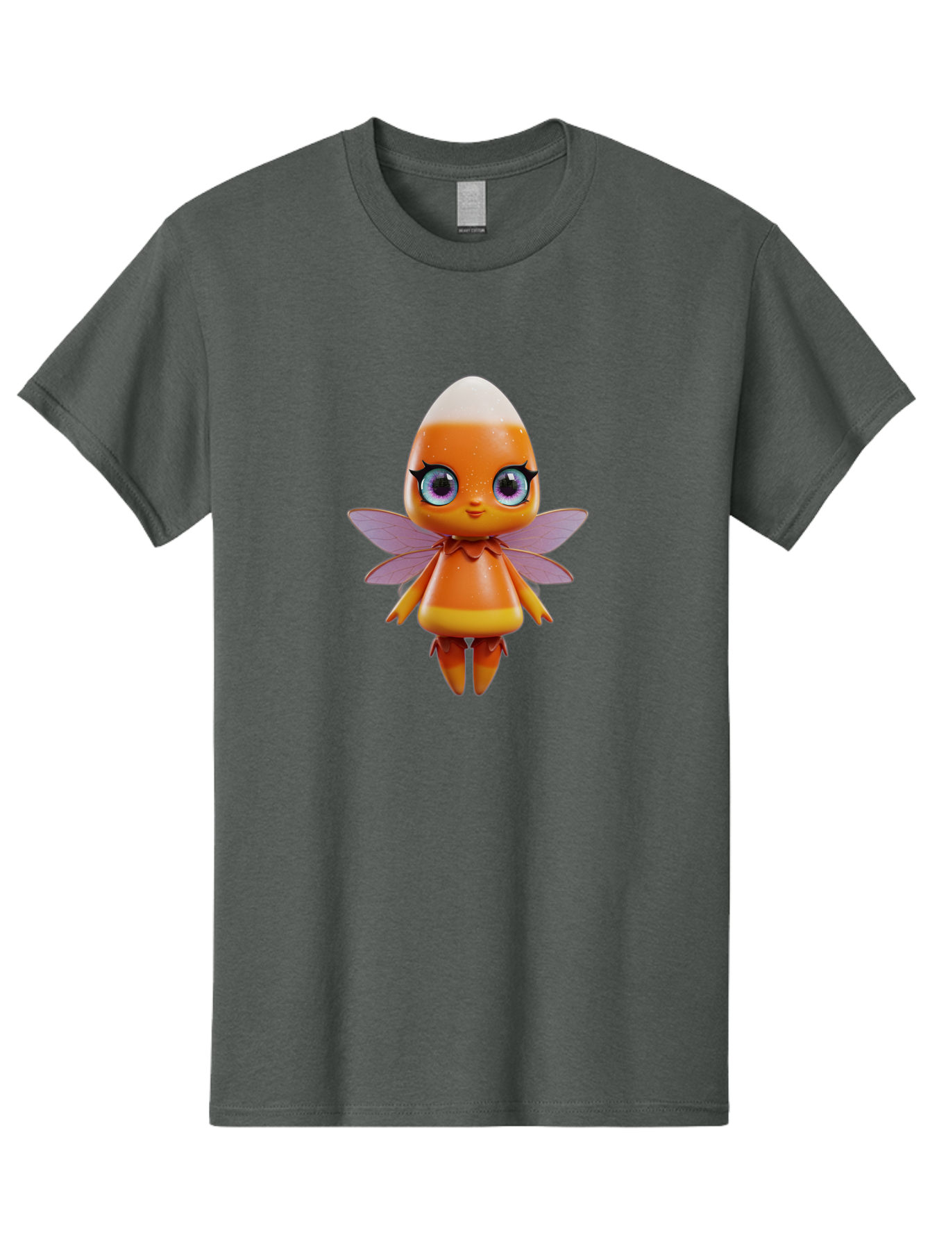 Lps-Fairy Men'S Graphic Tee, 100% Cotton, Comfortable Casual Summer Wear, Machine Washable, Lps Figurine, Fantasy Creature, Fairy Character, Orange Figurine, Purple Wings, Large Cartoon Eyes, Whimsical Design, Collectible Toy, Bad285