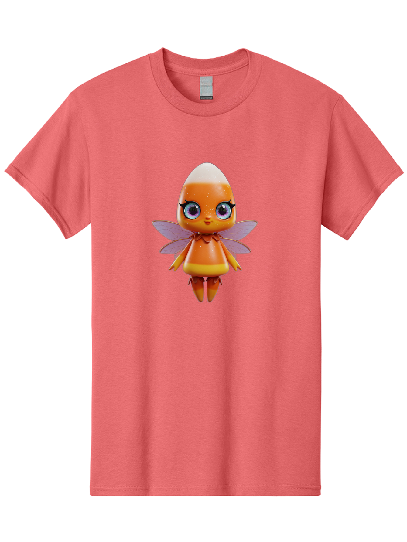 Lps-Fairy Men'S Graphic Tee, 100% Cotton, Comfortable Casual Summer Wear, Machine Washable, Lps Figurine, Fantasy Creature, Fairy Character, Orange Figurine, Purple Wings, Large Cartoon Eyes, Whimsical Design, Collectible Toy, Bad285