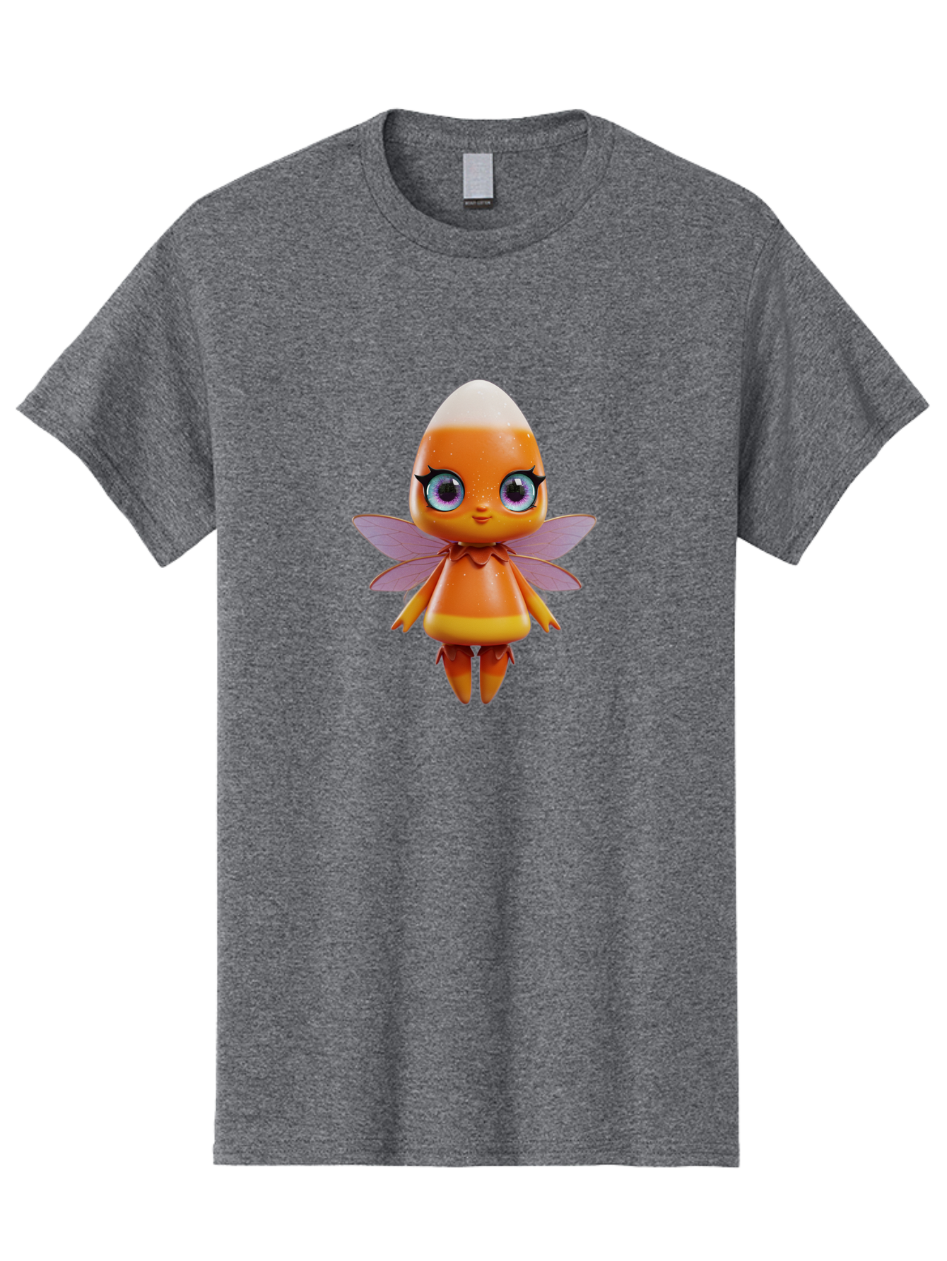 Lps-Fairy Men'S Graphic Tee, 100% Cotton, Comfortable Casual Summer Wear, Machine Washable, Lps Figurine, Fantasy Creature, Fairy Character, Orange Figurine, Purple Wings, Large Cartoon Eyes, Whimsical Design, Collectible Toy, Bad285
