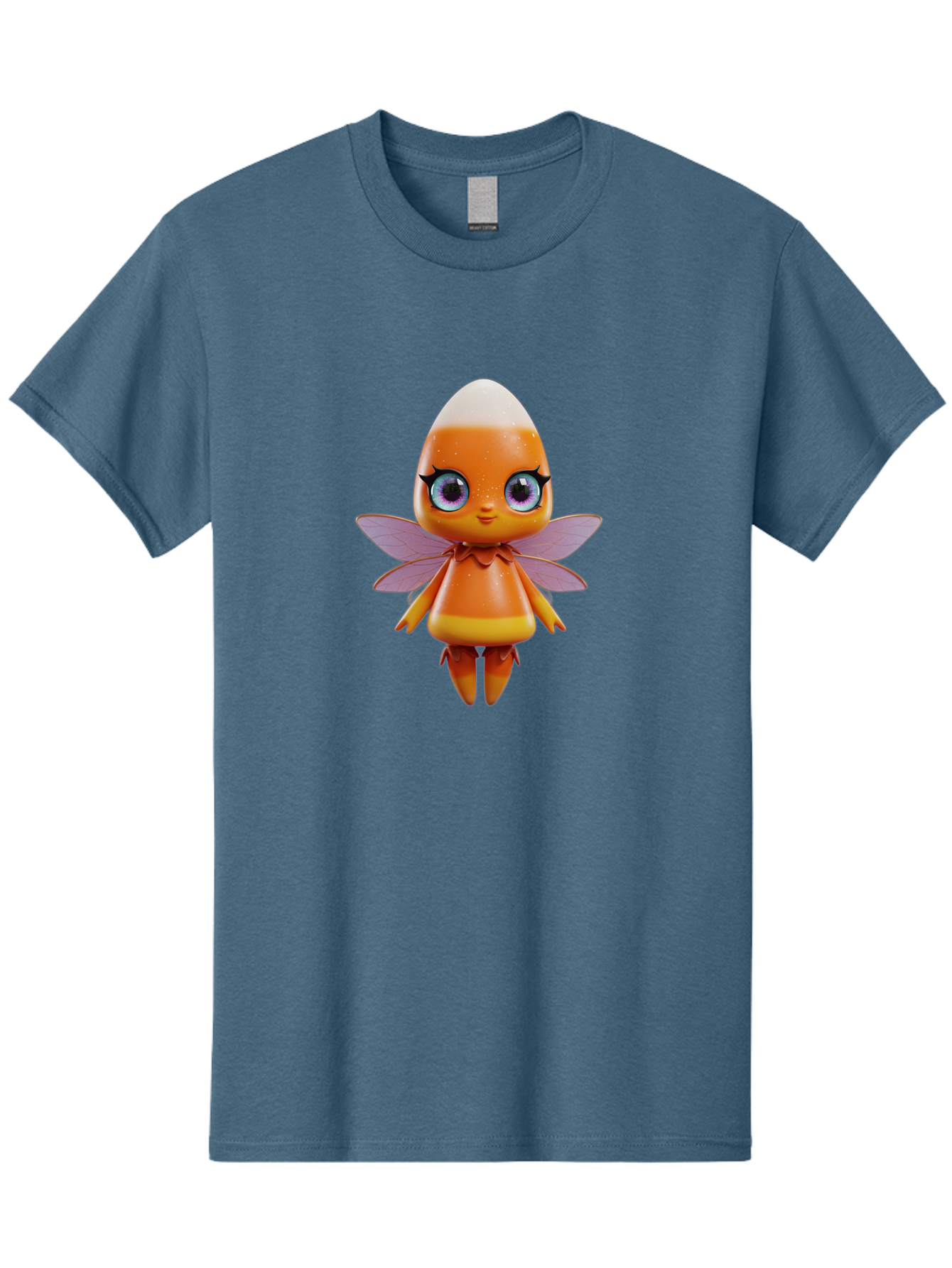 Lps-Fairy Men'S Graphic Tee, 100% Cotton, Comfortable Casual Summer Wear, Machine Washable, Lps Figurine, Fantasy Creature, Fairy Character, Orange Figurine, Purple Wings, Large Cartoon Eyes, Whimsical Design, Collectible Toy, Bad285