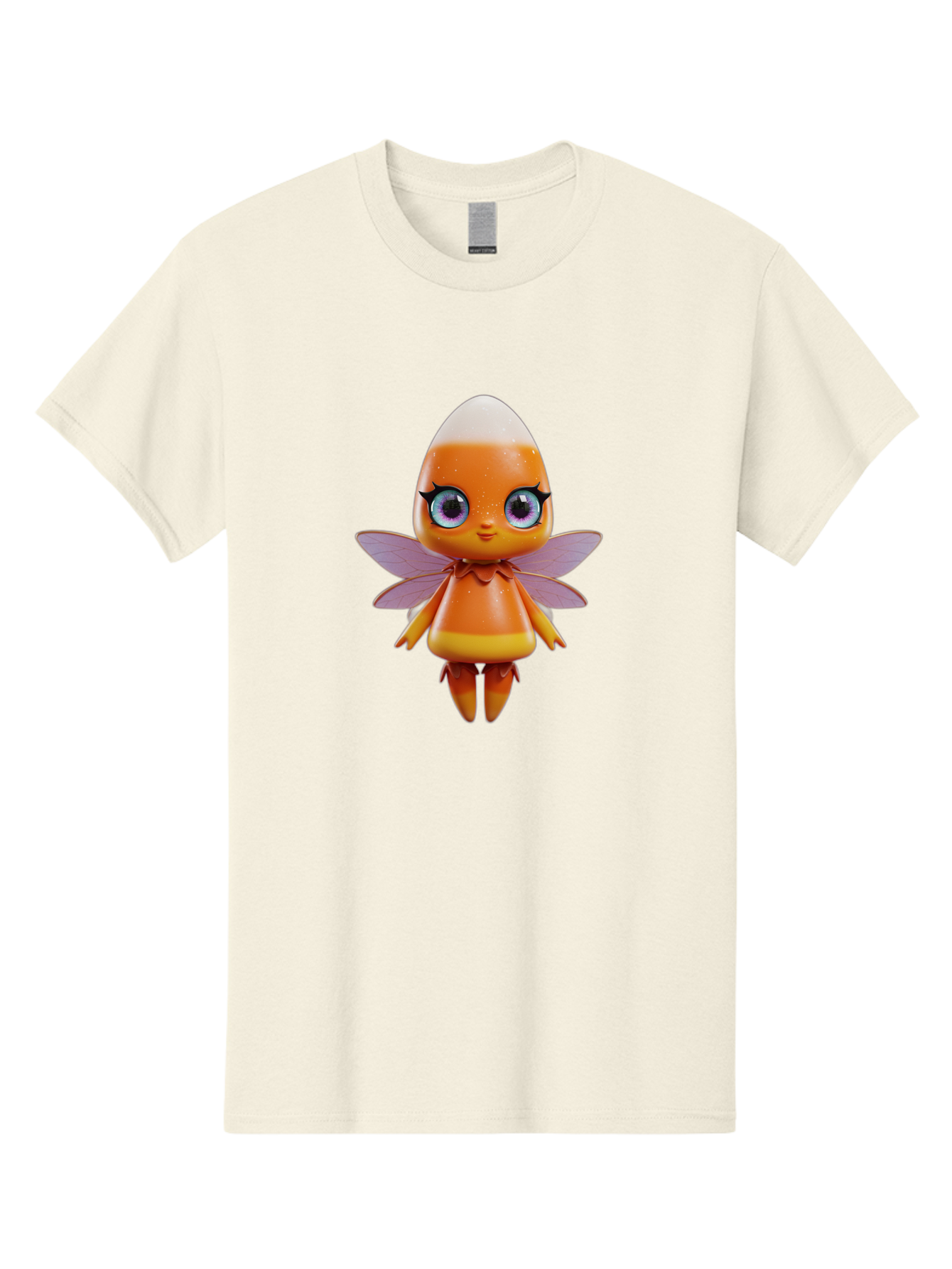 Lps-Fairy Men'S Graphic Tee, 100% Cotton, Comfortable Casual Summer Wear, Machine Washable, Lps Figurine, Fantasy Creature, Fairy Character, Orange Figurine, Purple Wings, Large Cartoon Eyes, Whimsical Design, Collectible Toy, Bad285
