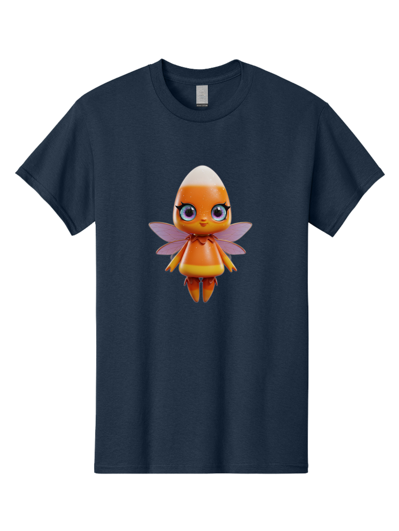 Lps-Fairy Men'S Graphic Tee, 100% Cotton, Comfortable Casual Summer Wear, Machine Washable, Lps Figurine, Fantasy Creature, Fairy Character, Orange Figurine, Purple Wings, Large Cartoon Eyes, Whimsical Design, Collectible Toy, Bad285