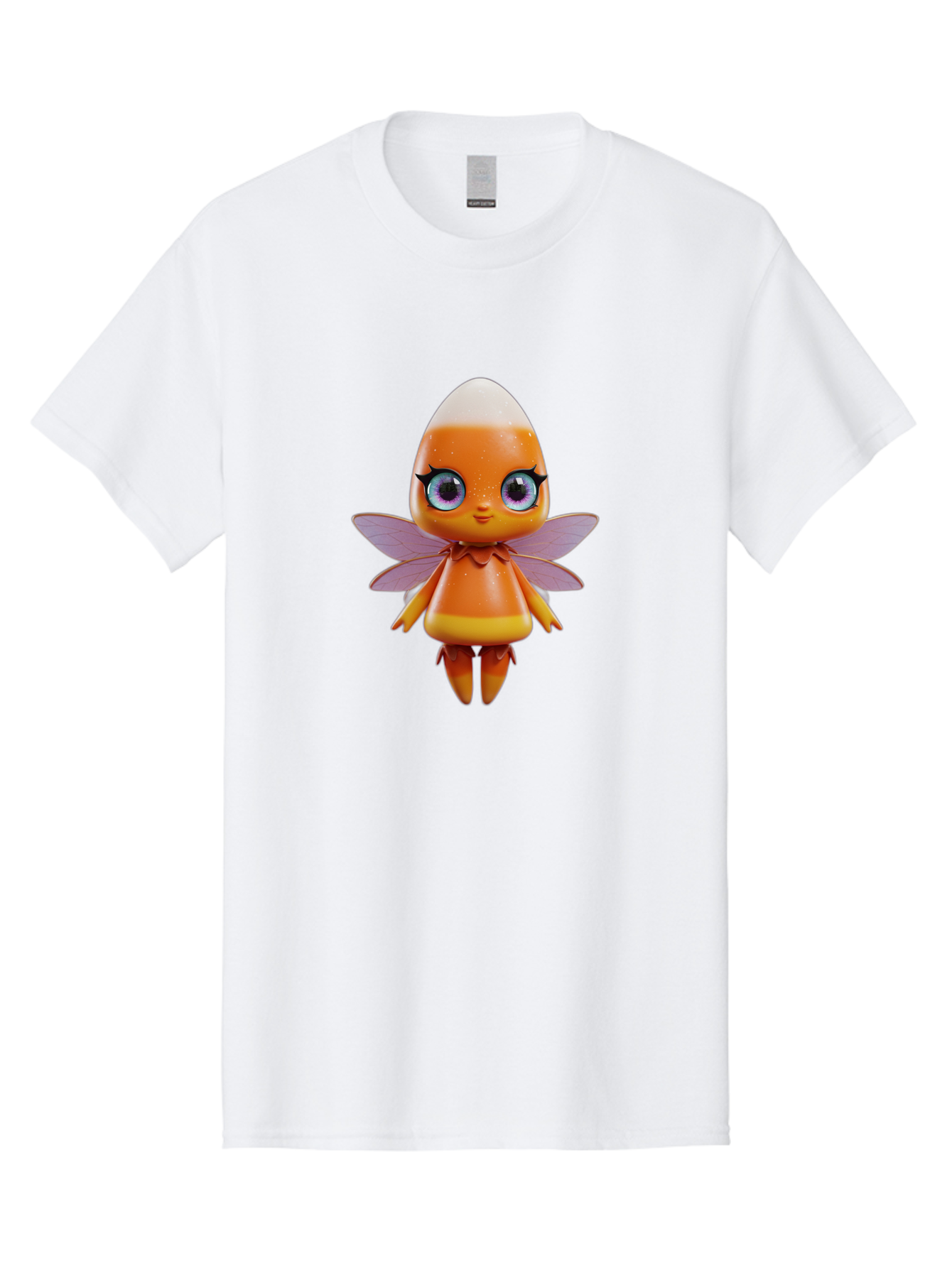 Lps-Fairy Men'S Graphic Tee, 100% Cotton, Comfortable Casual Summer Wear, Machine Washable, Lps Figurine, Fantasy Creature, Fairy Character, Orange Figurine, Purple Wings, Large Cartoon Eyes, Whimsical Design, Collectible Toy, Bad285