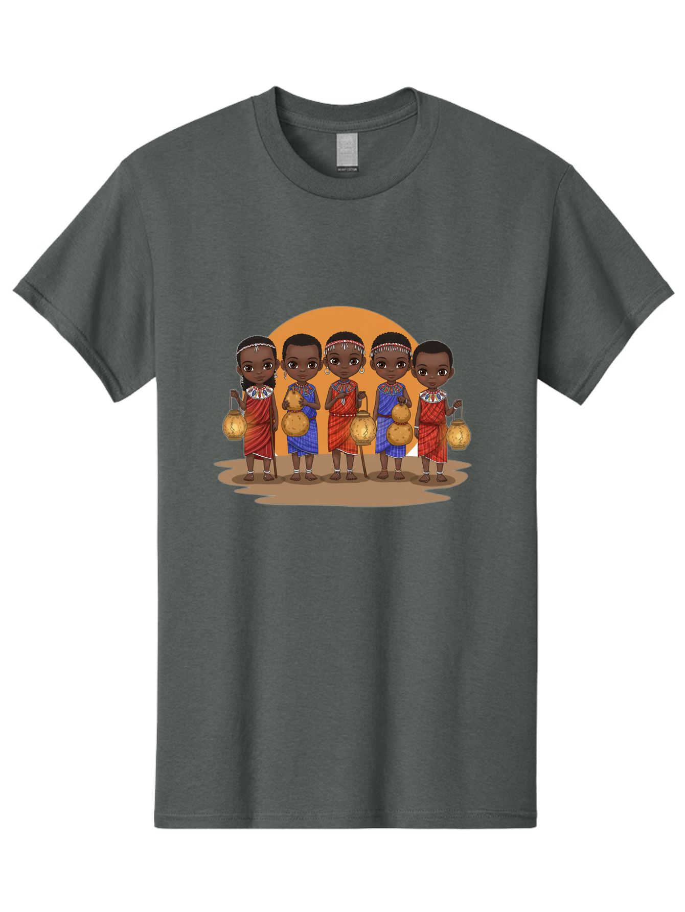 Maasai-Girls Men'S Graphic Tee, 100% Cotton, Comfortable Casual Summer Wear, Machine Washable, Maasai Girls In Traditional Attire, Colorful Clothing, Beaded Jewelry, Carrying Water Jugs, African Culture, Maasai Tribe, Traditional Dress, Bad286