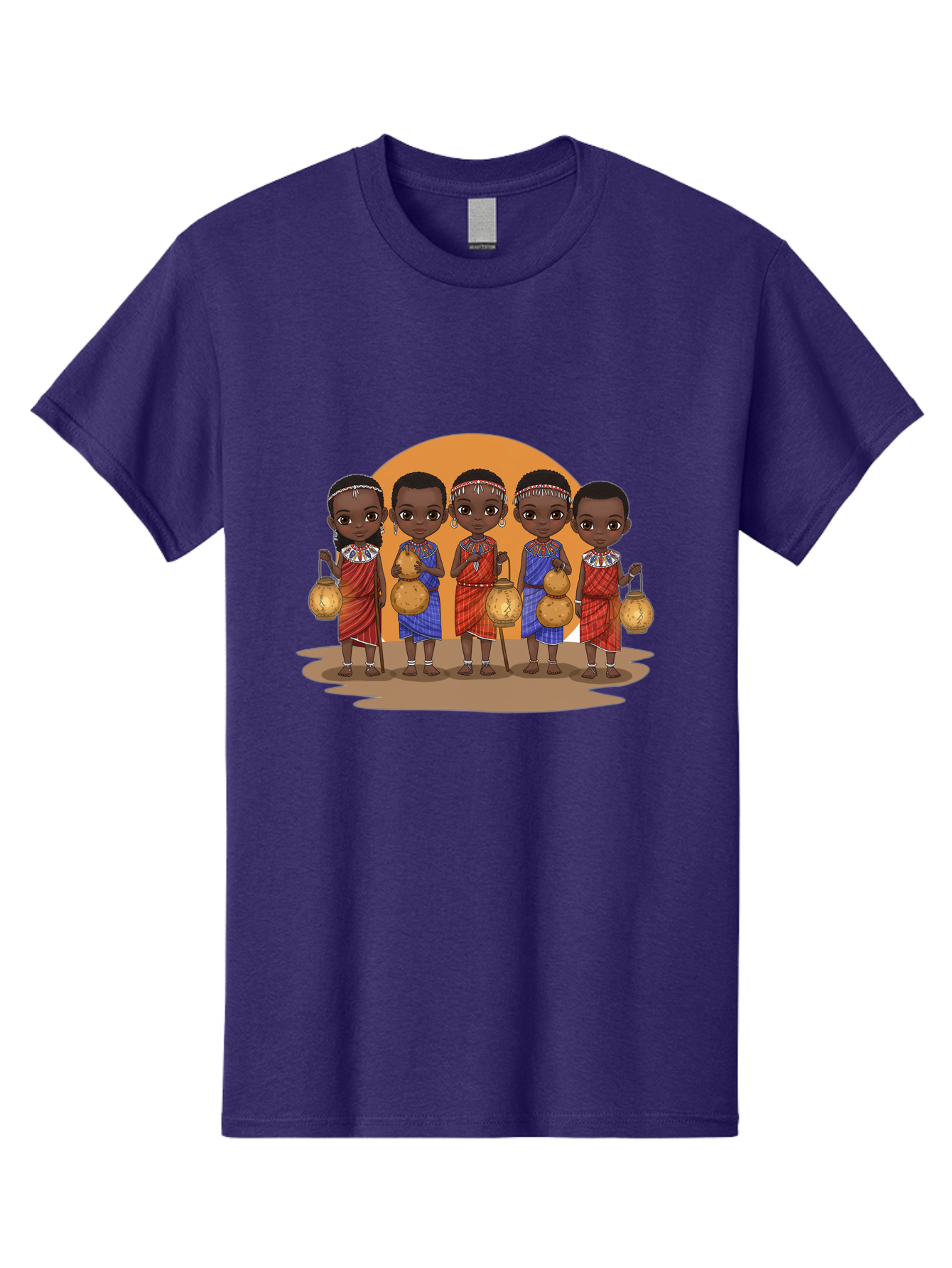 Maasai-Girls Men'S Graphic Tee, 100% Cotton, Comfortable Casual Summer Wear, Machine Washable, Maasai Girls In Traditional Attire, Colorful Clothing, Beaded Jewelry, Carrying Water Jugs, African Culture, Maasai Tribe, Traditional Dress, Bad286