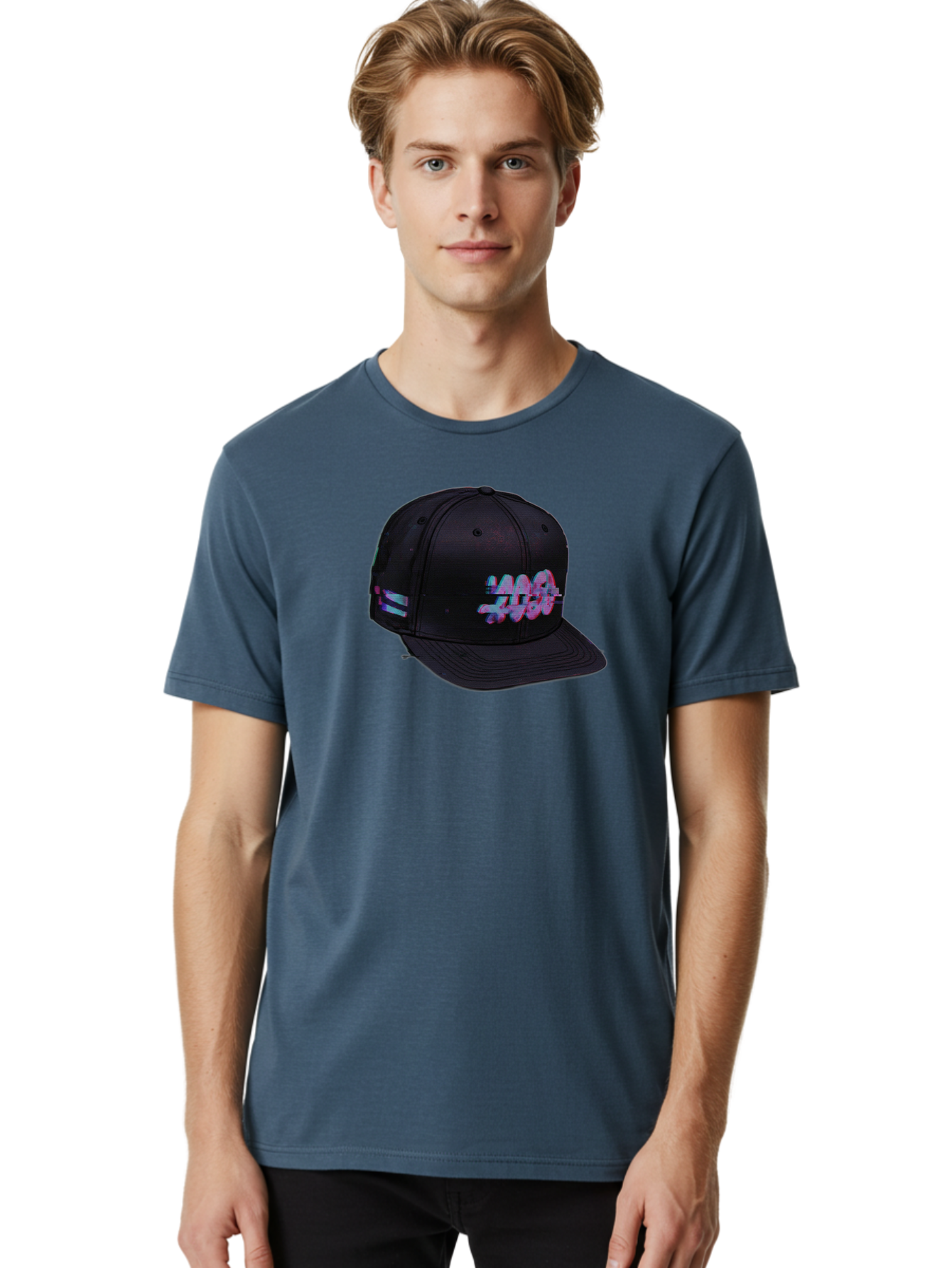 Mad-Club Men'S Graphic Tee, 100% Cotton, Comfortable Casual Summer Wear, Machine Washable, Nasa Baseball Cap, Black Hat, Space Agency Logo, Pastel Colors, Futuristic Design, Streetwear Fashion, Casual Style, Trendy Accessory Bad288