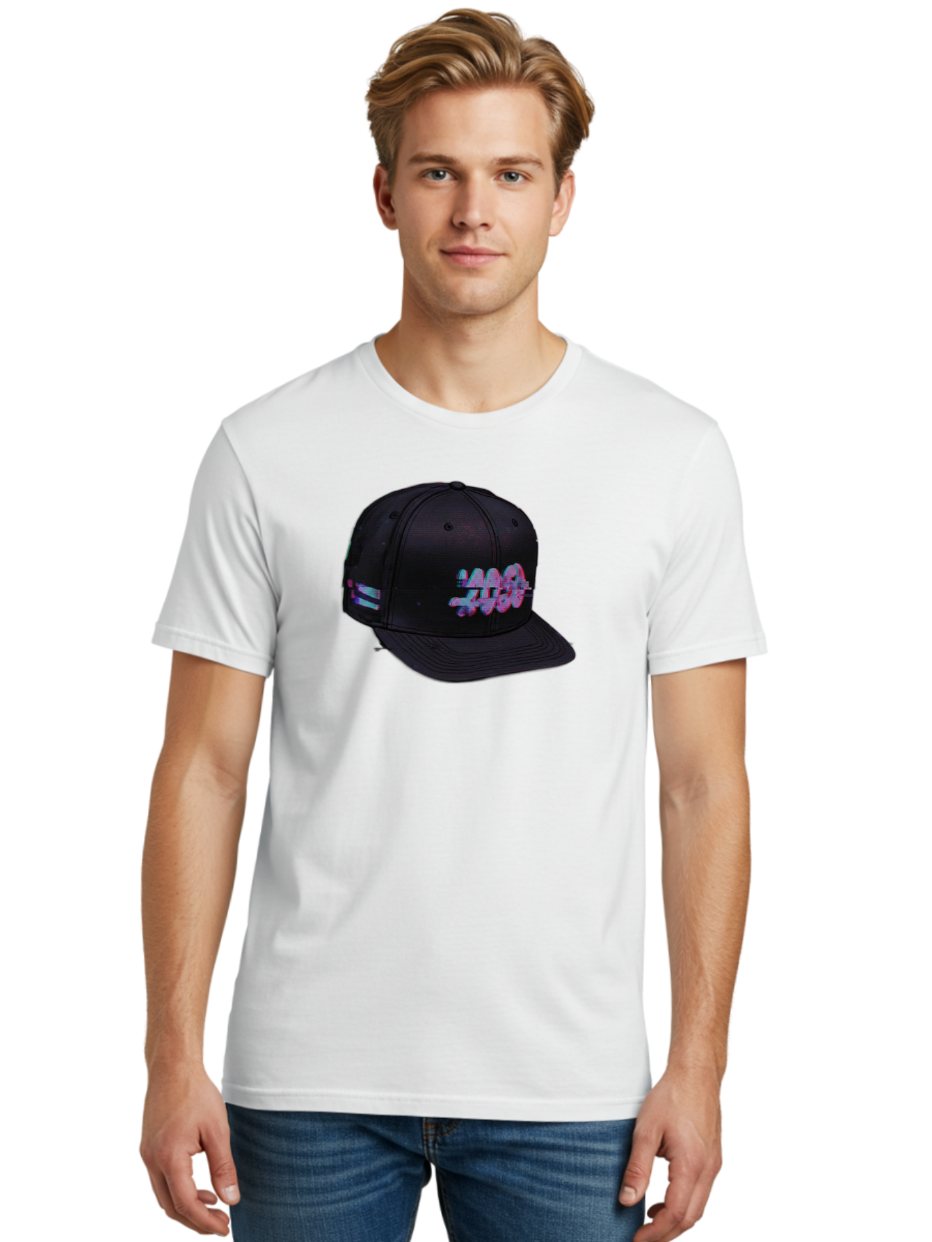 Mad-Club Men'S Graphic Tee, 100% Cotton, Comfortable Casual Summer Wear, Machine Washable, Nasa Baseball Cap, Black Hat, Space Agency Logo, Pastel Colors, Futuristic Design, Streetwear Fashion, Casual Style, Trendy Accessory Bad288