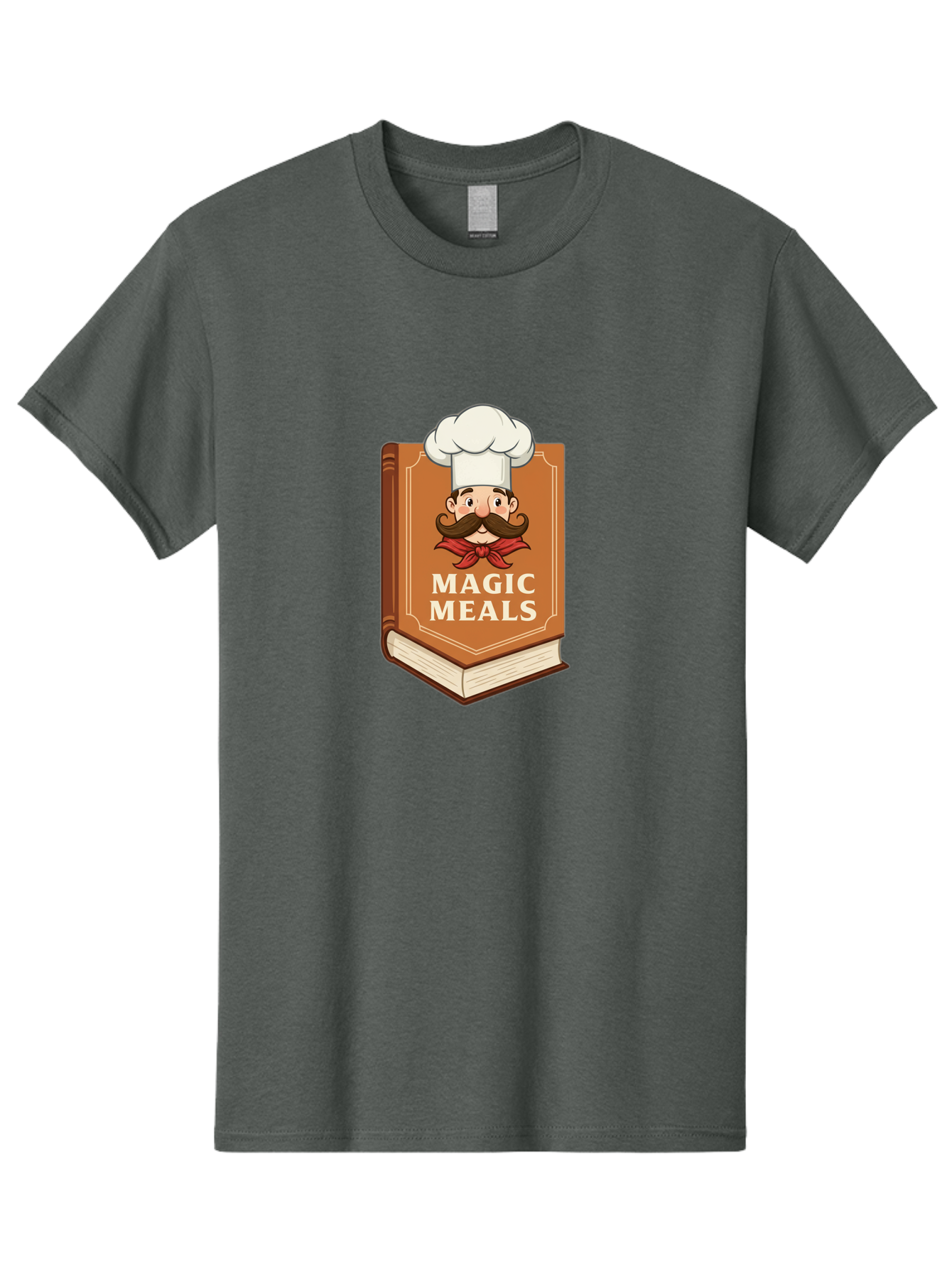 Magic-Meals Men'S Graphic Tee, 100% Cotton, Comfortable Casual Summer Wear, Machine Washable, Cookbook, Chef Hat, Mustachioed Chef, Recipe Book, Culinary Delights, Cooking Inspiration, Foodie, Gourmet Meals Bad289