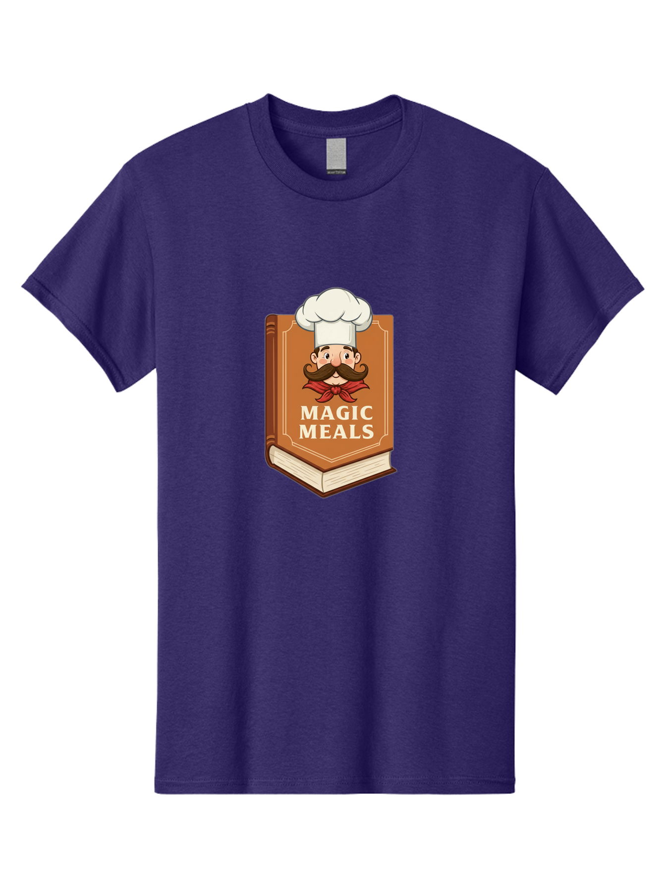 Magic-Meals Men'S Graphic Tee, 100% Cotton, Comfortable Casual Summer Wear, Machine Washable, Cookbook, Chef Hat, Mustachioed Chef, Recipe Book, Culinary Delights, Cooking Inspiration, Foodie, Gourmet Meals Bad289
