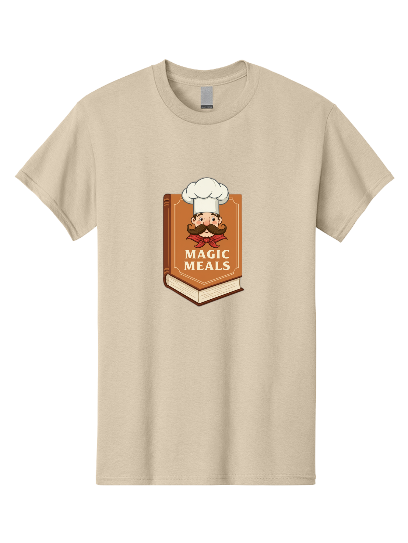 Magic-Meals Men'S Graphic Tee, 100% Cotton, Comfortable Casual Summer Wear, Machine Washable, Cookbook, Chef Hat, Mustachioed Chef, Recipe Book, Culinary Delights, Cooking Inspiration, Foodie, Gourmet Meals Bad289