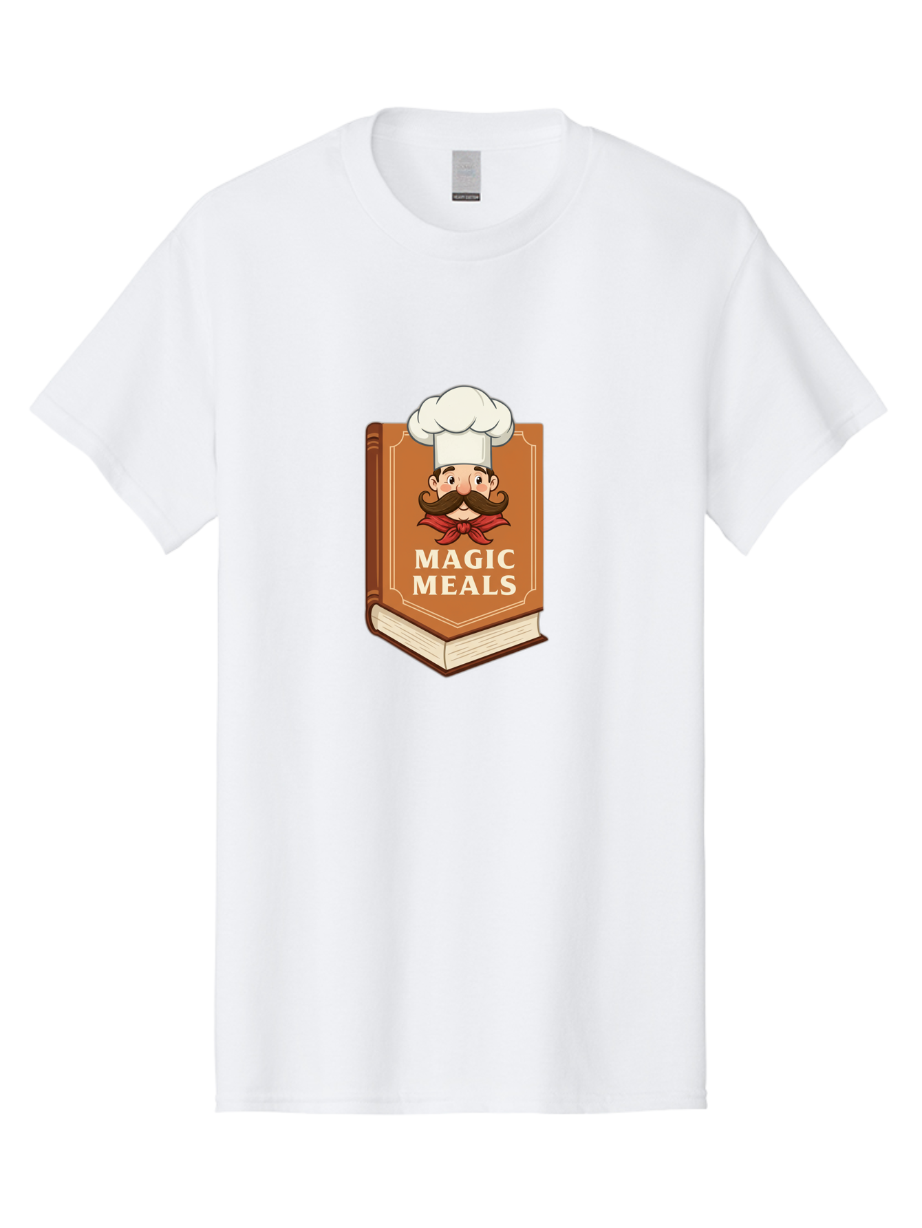 Magic-Meals Men'S Graphic Tee, 100% Cotton, Comfortable Casual Summer Wear, Machine Washable, Cookbook, Chef Hat, Mustachioed Chef, Recipe Book, Culinary Delights, Cooking Inspiration, Foodie, Gourmet Meals Bad289