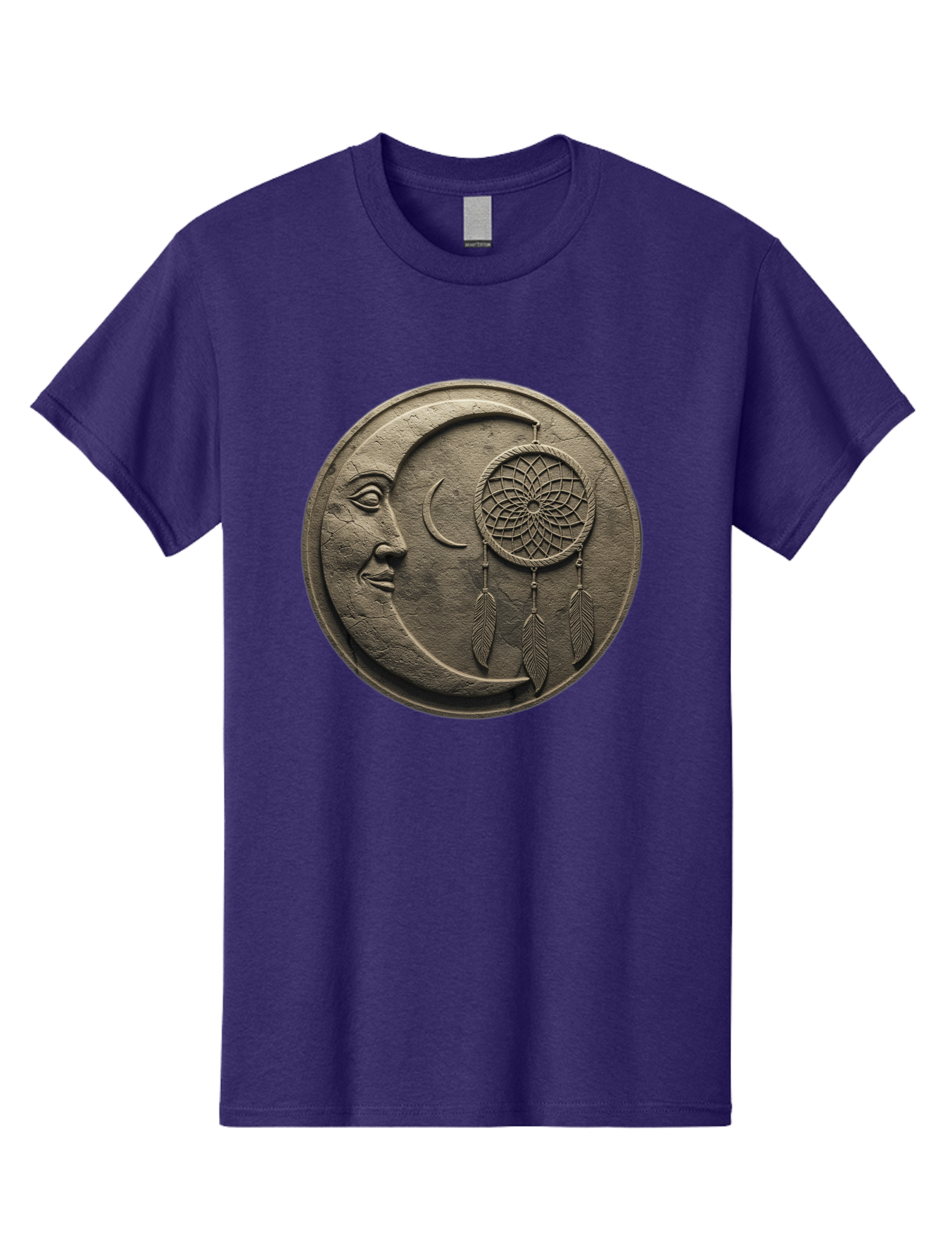 Man-In-The-Moon-Dreamcatcher-Plaque Men'S Graphic Tee, 100% Cotton, Comfortable Casual Summer Wear, Machine Washable, Dreamcatcher, Moon Face, Mystical Symbol, Spiritual Charm, Native American Culture, Handmade Art, Spiritual Protection, Bad293