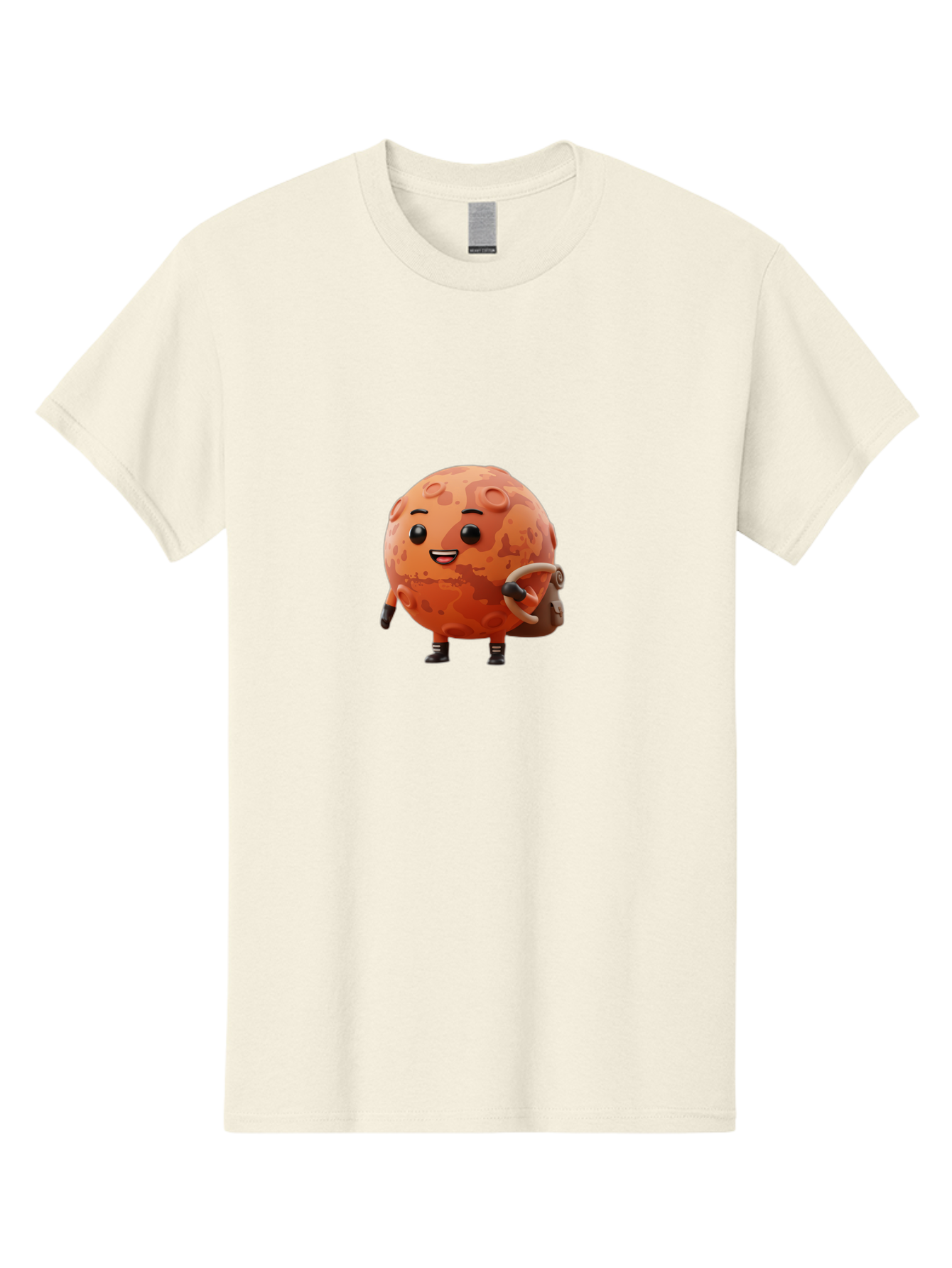 Mars-Character Men'S Graphic Tee, 100% Cotton, Comfortable Casual Summer Wear, Machine Washable, Cartoon Mars, Anthropomorphic Planet, Mars Character, Science Fiction, Planetary Character, Mars Illustration, Cute Mars, Mars Mascot, Bad300