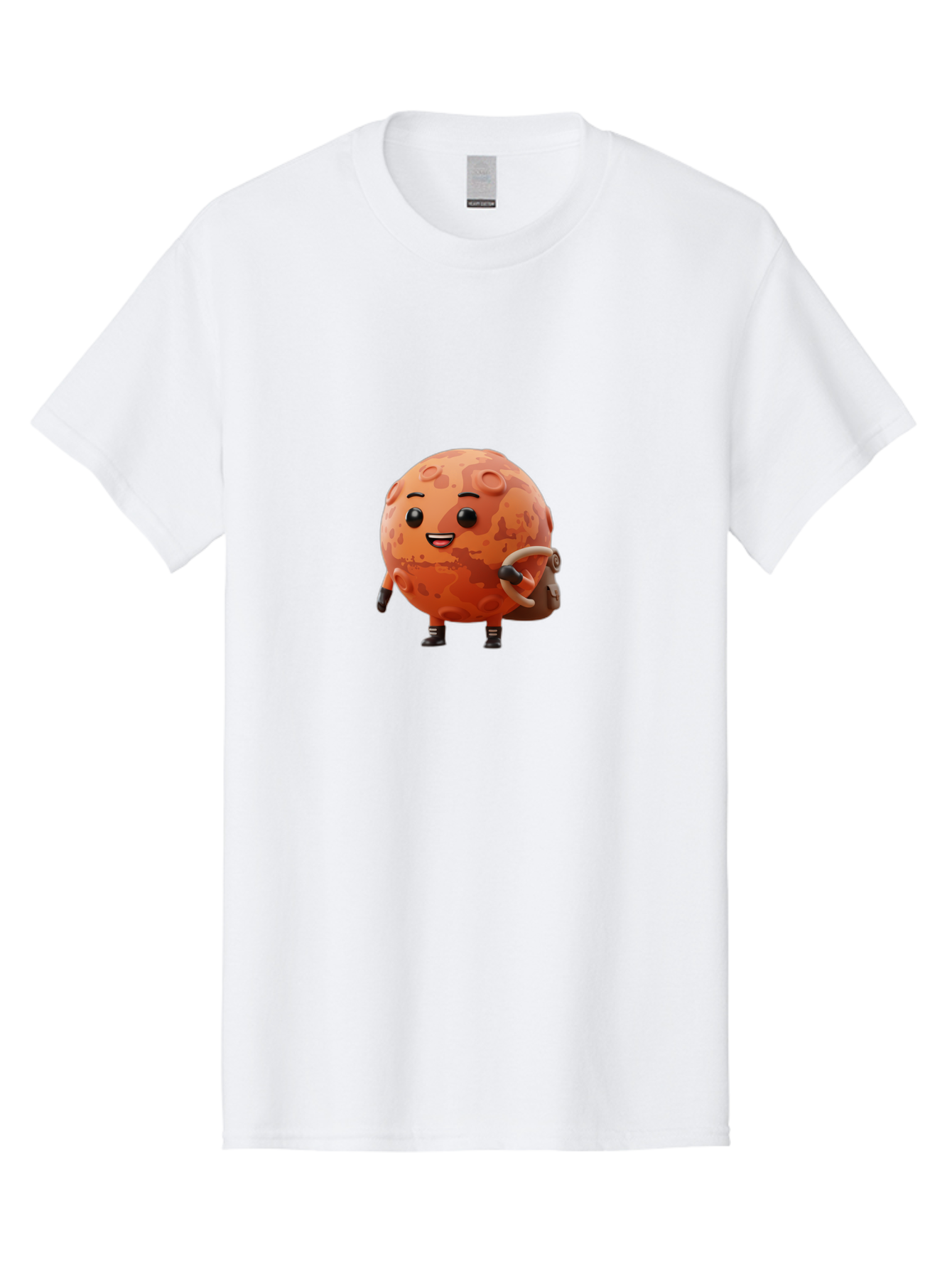 Mars-Character Men'S Graphic Tee, 100% Cotton, Comfortable Casual Summer Wear, Machine Washable, Cartoon Mars, Anthropomorphic Planet, Mars Character, Science Fiction, Planetary Character, Mars Illustration, Cute Mars, Mars Mascot, Bad300