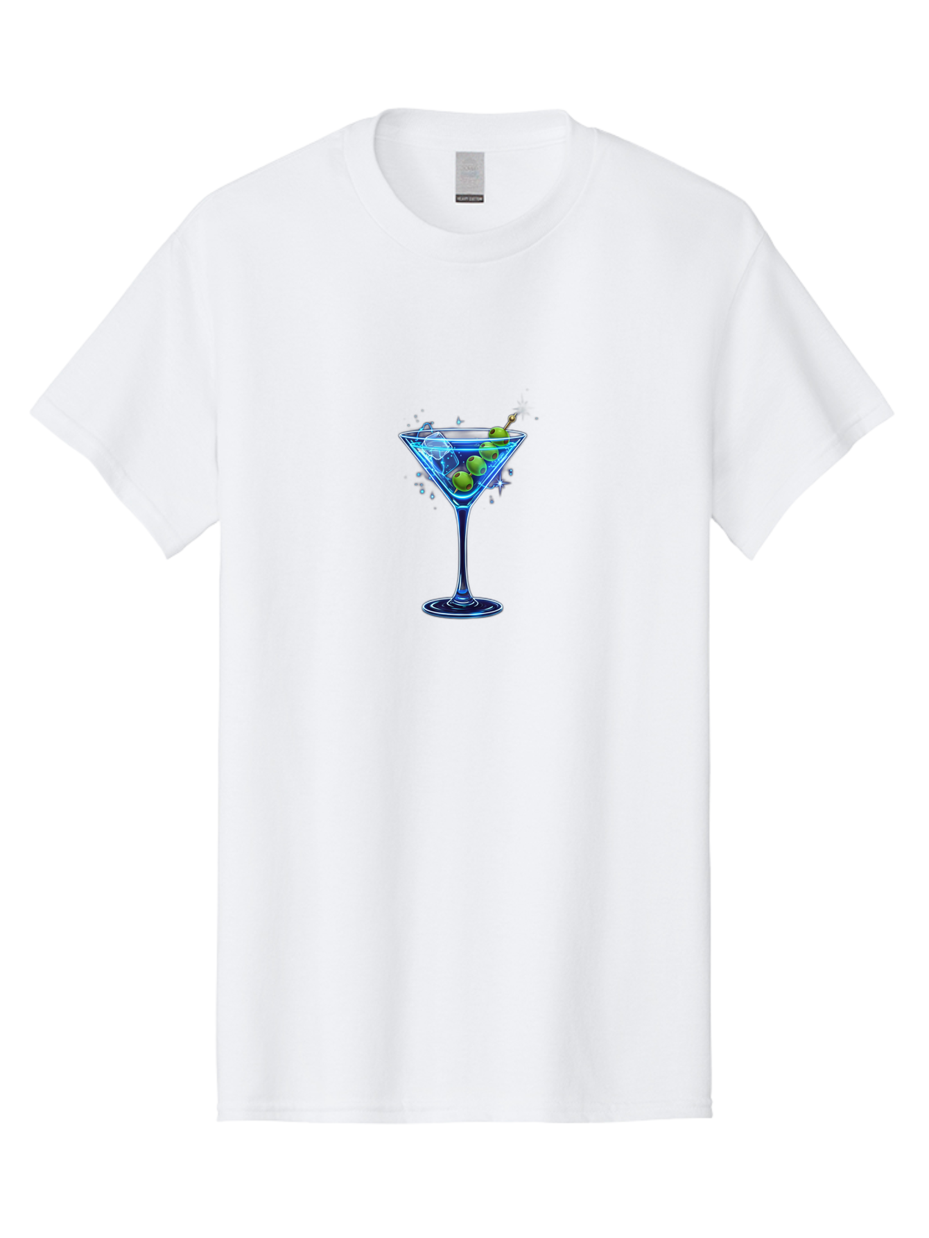 Martini-Glass Men'S Graphic Tee, 100% Cotton, Comfortable Casual Summer Wear, Machine Washable, Martini Glass, Cocktail, Martini, Olives, Ice, Festive Drink, Refreshing Beverage, Night Out, Party Time, Classic Cocktail Bad305