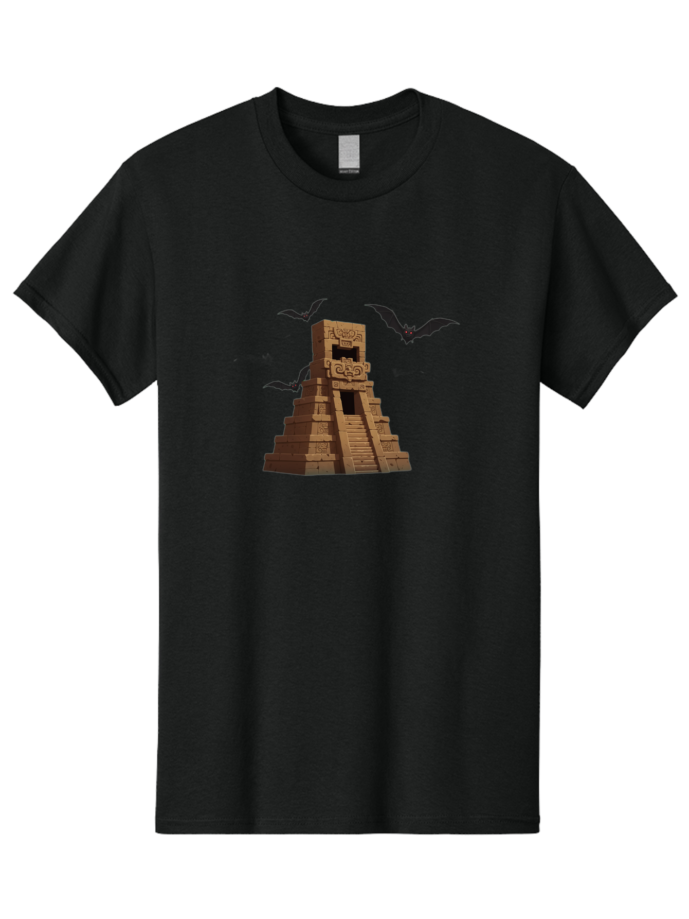 Mayan-Temple Men'S Graphic Tee, 100% Cotton, Comfortable Casual Summer Wear, Machine Washable, Mayan Temple, Ancient Architecture, Mystical Bats, Mysterious Structure, Intricate Carvings, Stairs To The Unknown, Mysterious Eyes, Bad310