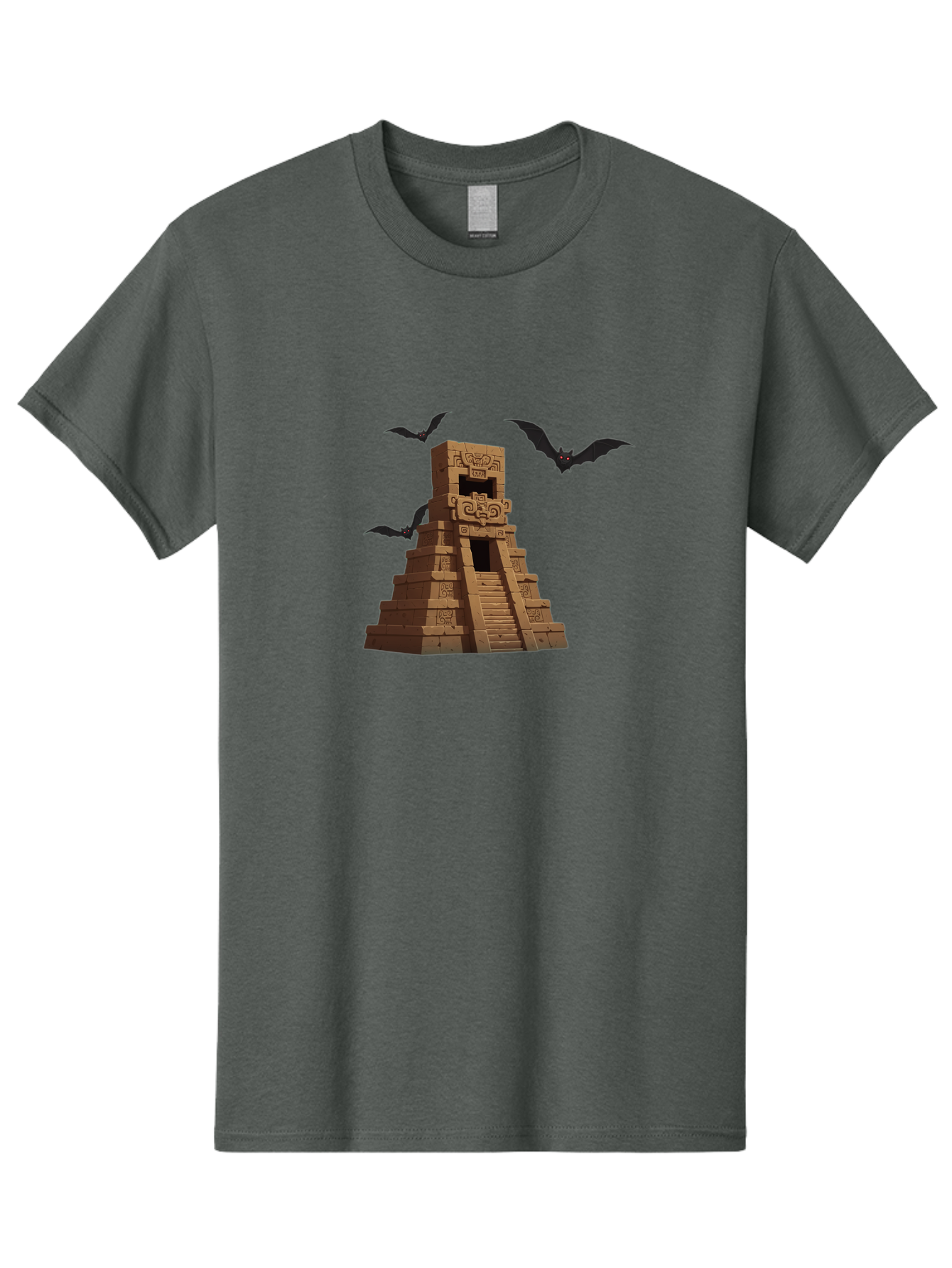 Mayan-Temple Men'S Graphic Tee, 100% Cotton, Comfortable Casual Summer Wear, Machine Washable, Mayan Temple, Ancient Architecture, Mystical Bats, Mysterious Structure, Intricate Carvings, Stairs To The Unknown, Mysterious Eyes, Bad310