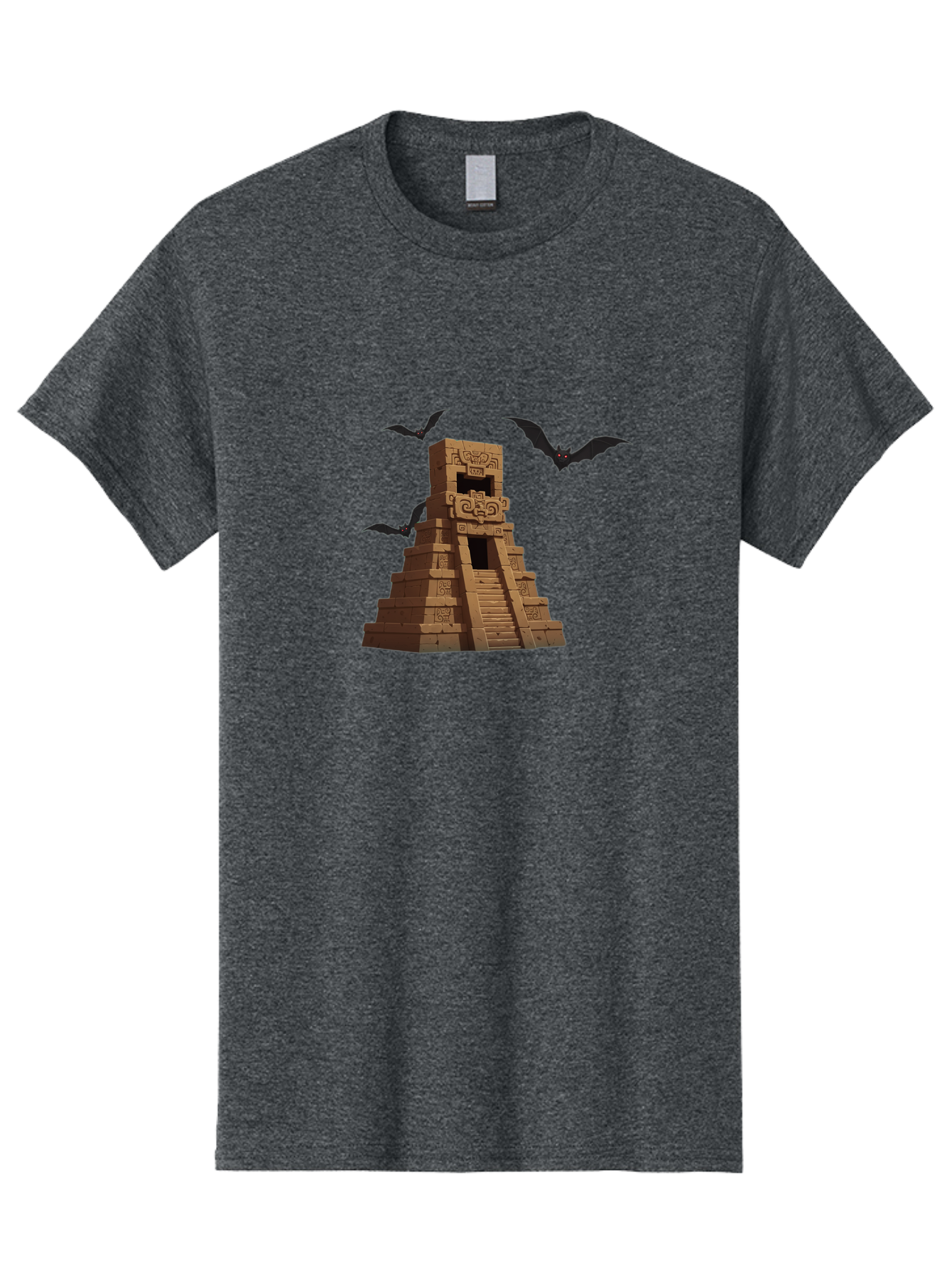 Mayan-Temple Men'S Graphic Tee, 100% Cotton, Comfortable Casual Summer Wear, Machine Washable, Mayan Temple, Ancient Architecture, Mystical Bats, Mysterious Structure, Intricate Carvings, Stairs To The Unknown, Mysterious Eyes, Bad310